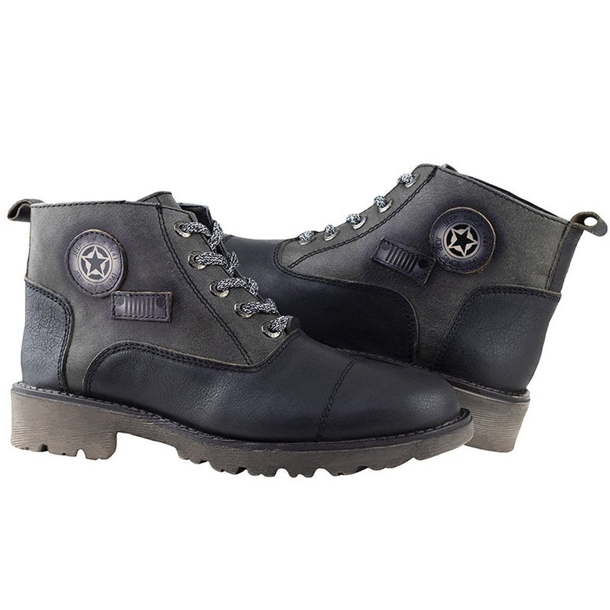 Bota Jeep Clásica Tipo Biker Hombre Negro Graneado 10158