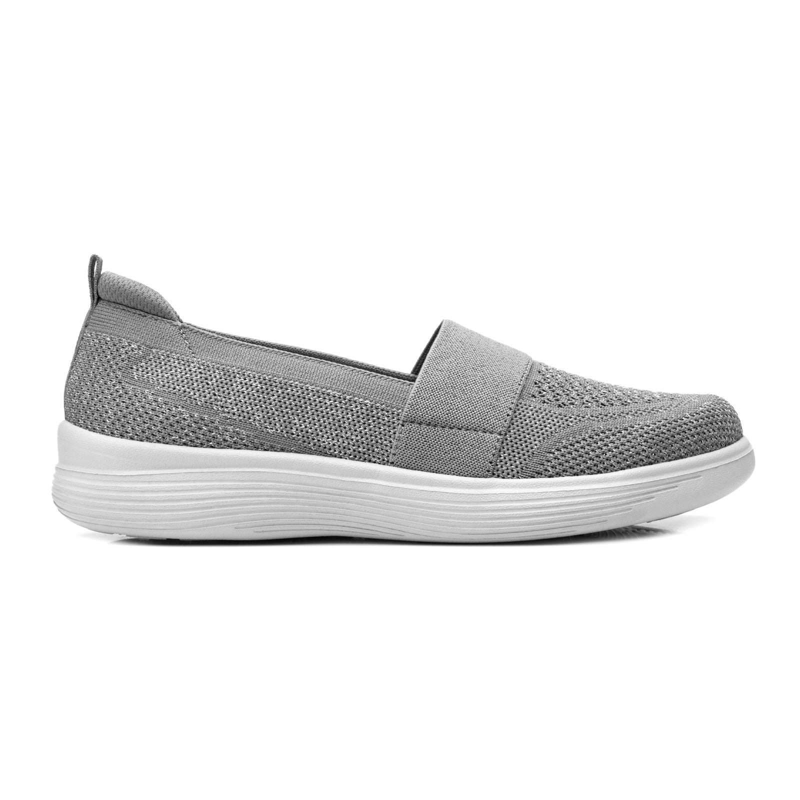Tenis Sneaker Tejido Slip On Para Dama Flexi 104932 Gris