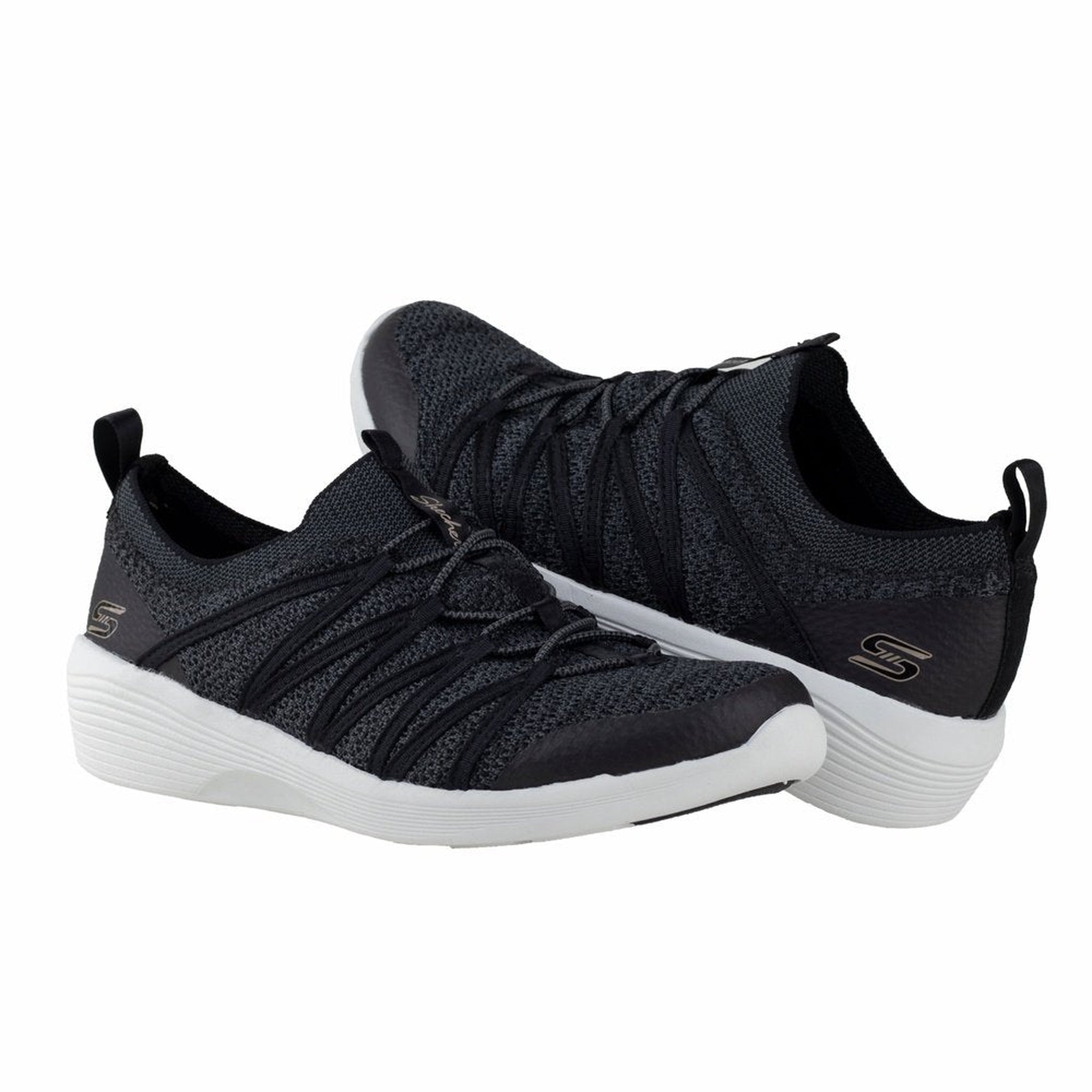 Tenis Skechers Slip On Trainers Dama 23757 Negro Blanco