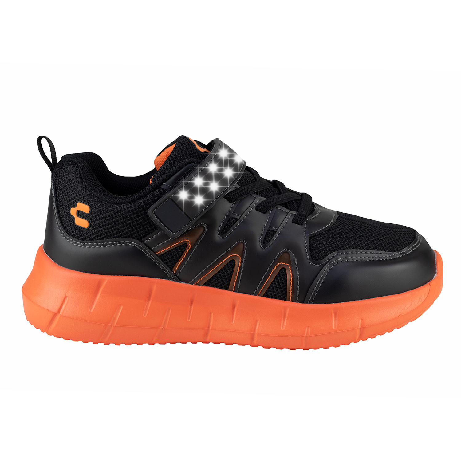 Tenis Con Luces Para Niño Charly 1098701 Negro Naranja