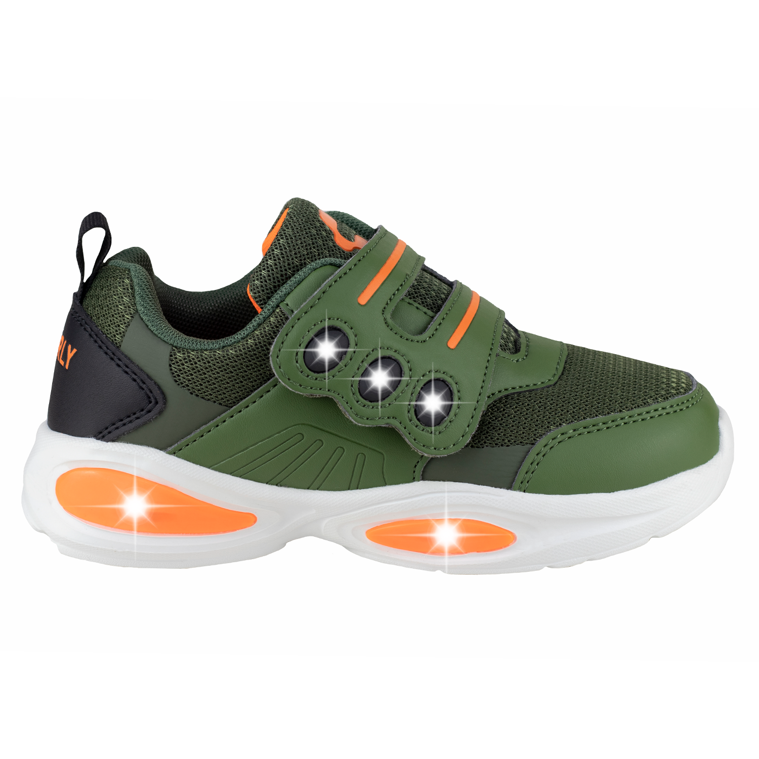 Tenis Con Luces Para Niño Charly 1079231 Olivo Naranja