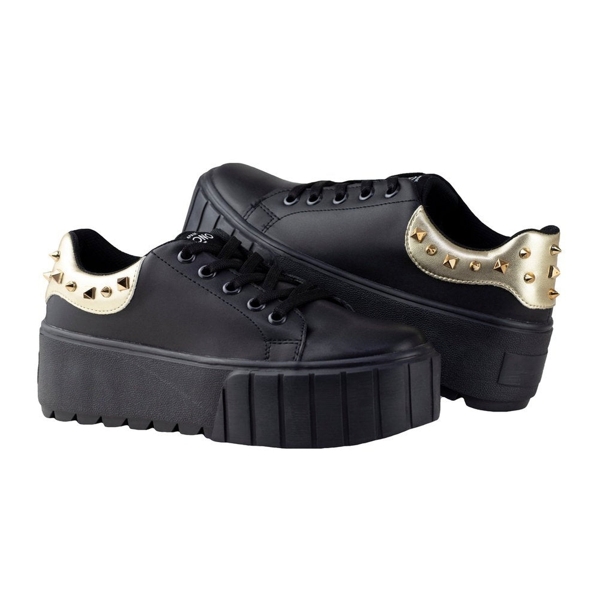 Tenis Negro Con Suela Gruesa Mujer Capa De Ozono 651101 Oro