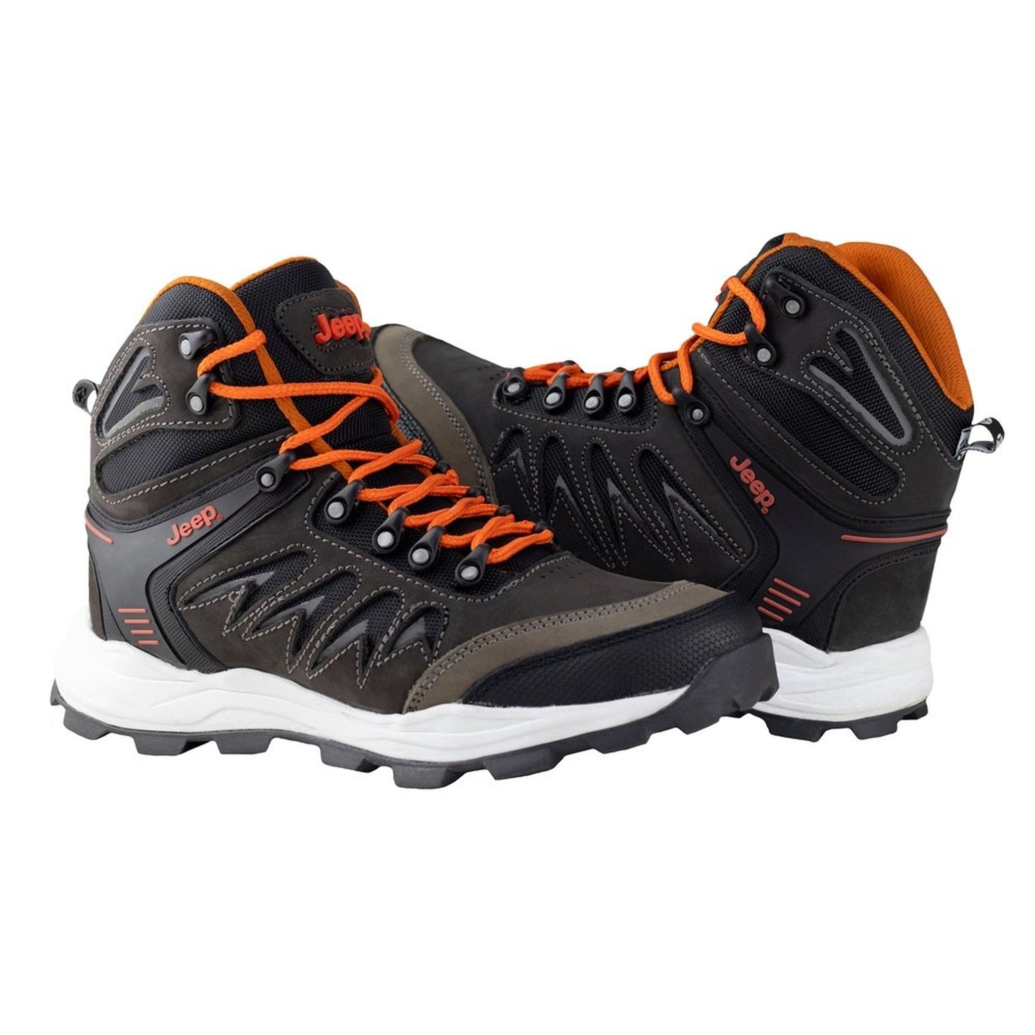Bota Urbana Hombre Outdoor Jeep 701 Gris Negro Piel Nobuck~