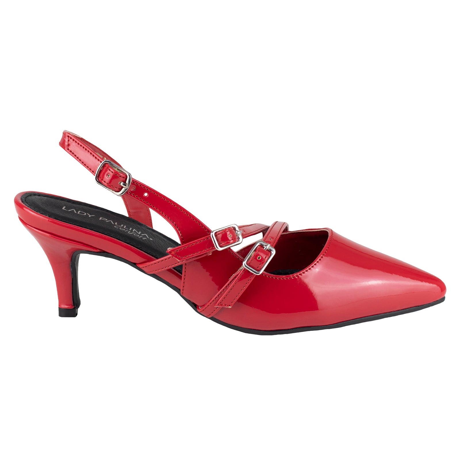 Zapatilla Destalonada Para Dama Lady Paulina 35503 Charol Rojo