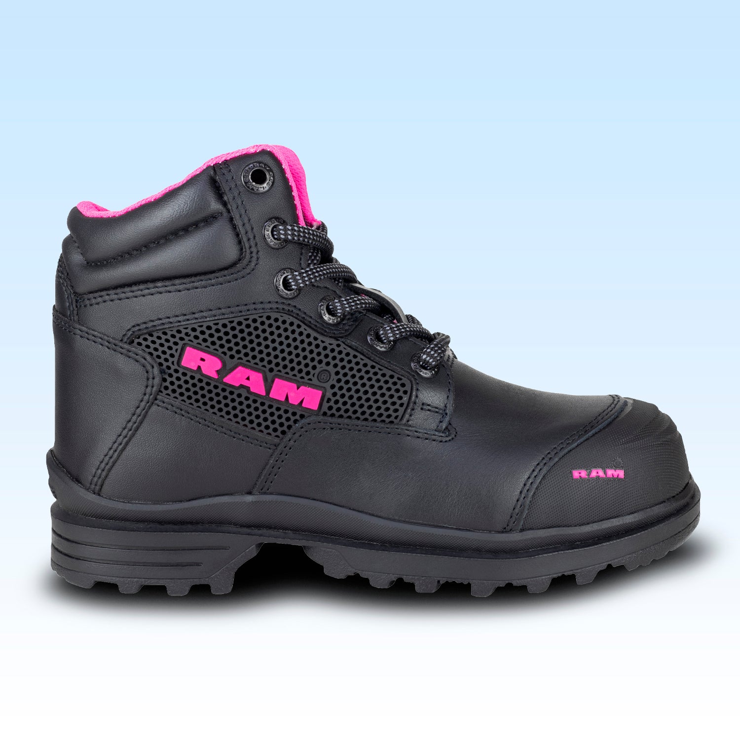 Bota Industrial Casco de Acero Para Mujer Ram 9403 Negro Fiusha