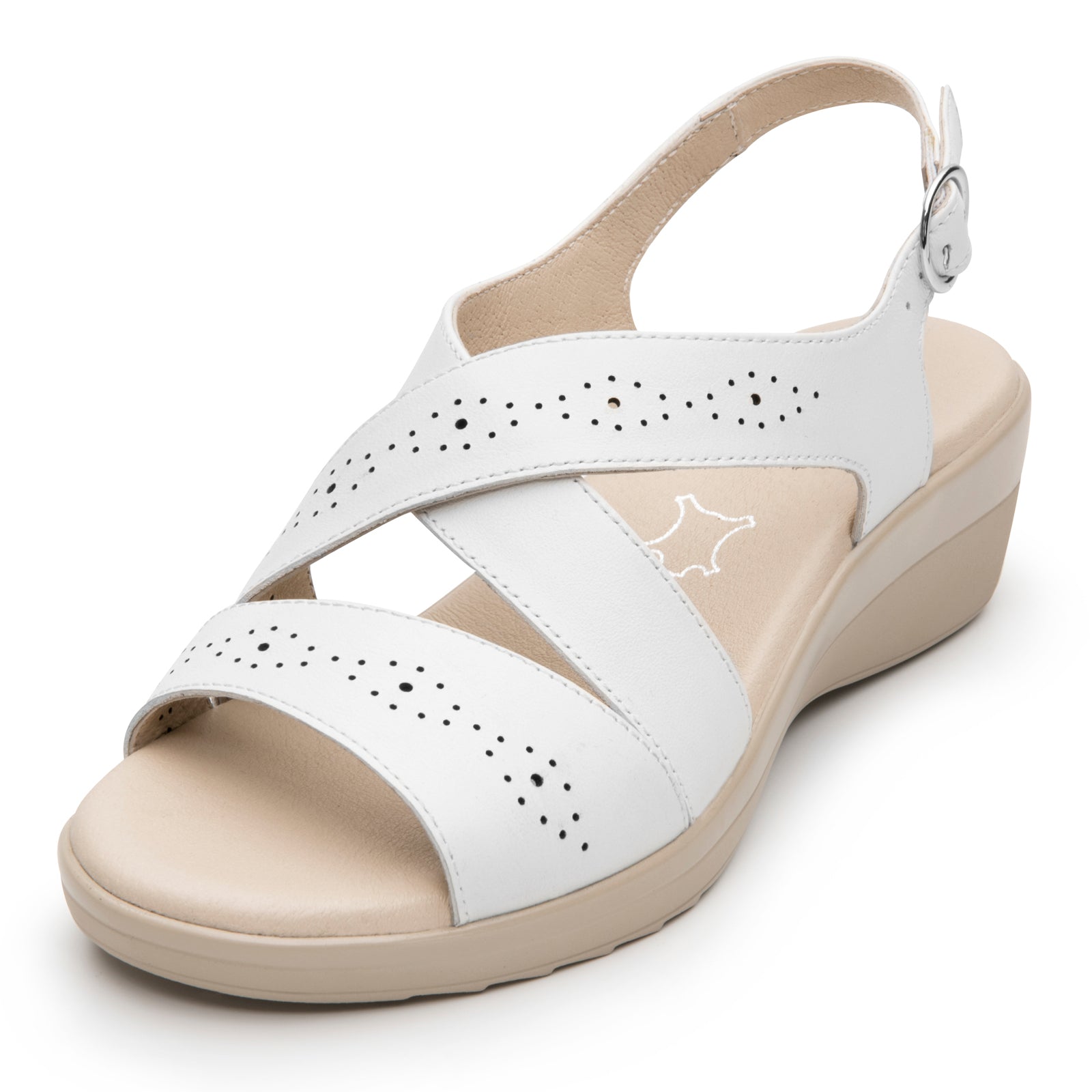 Sandalia Confort Tacón Cuña Casual Para Dama 116024 Blanco