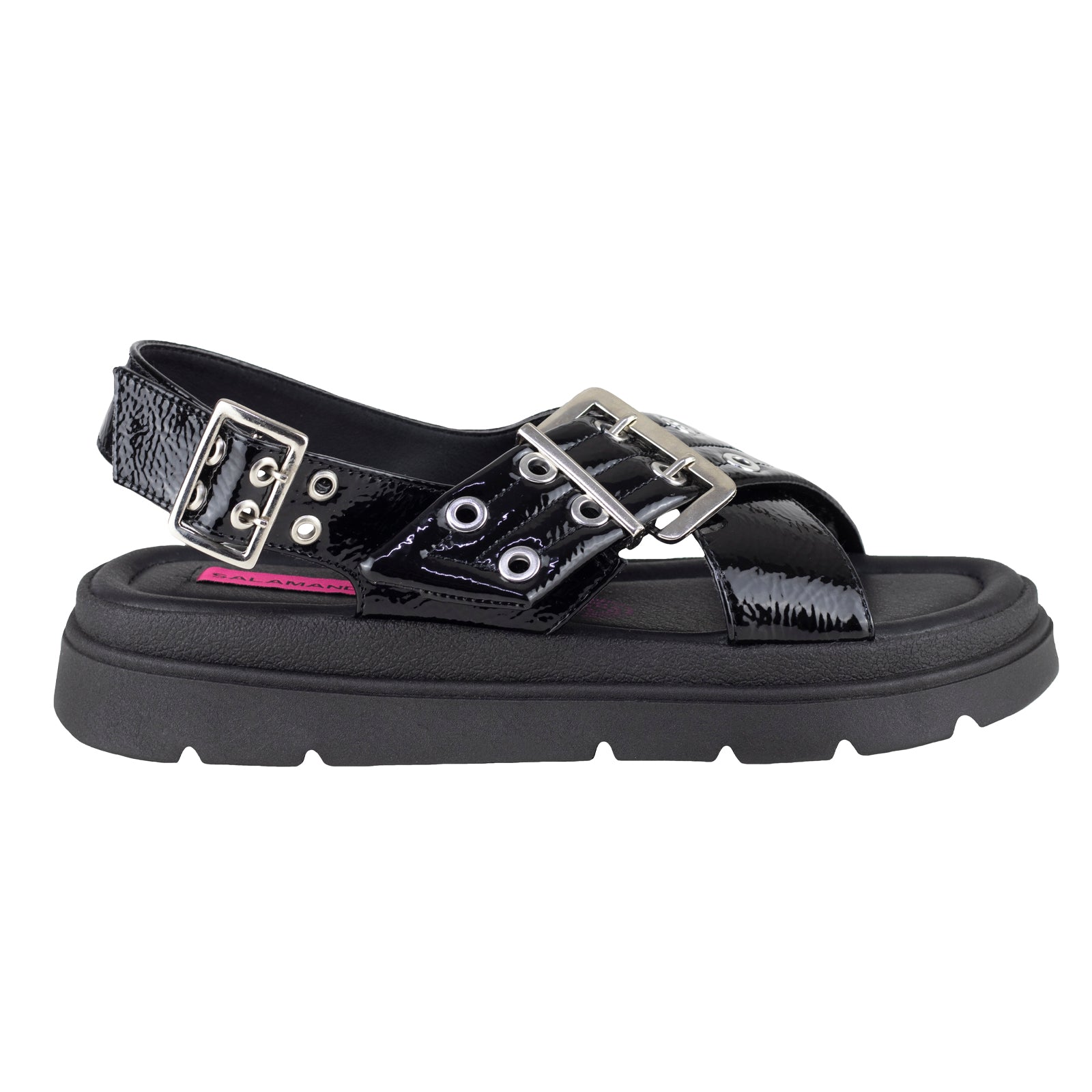 Sandalia De Plataforma Para Dama Salamandra 315-4060-A Charol Negro