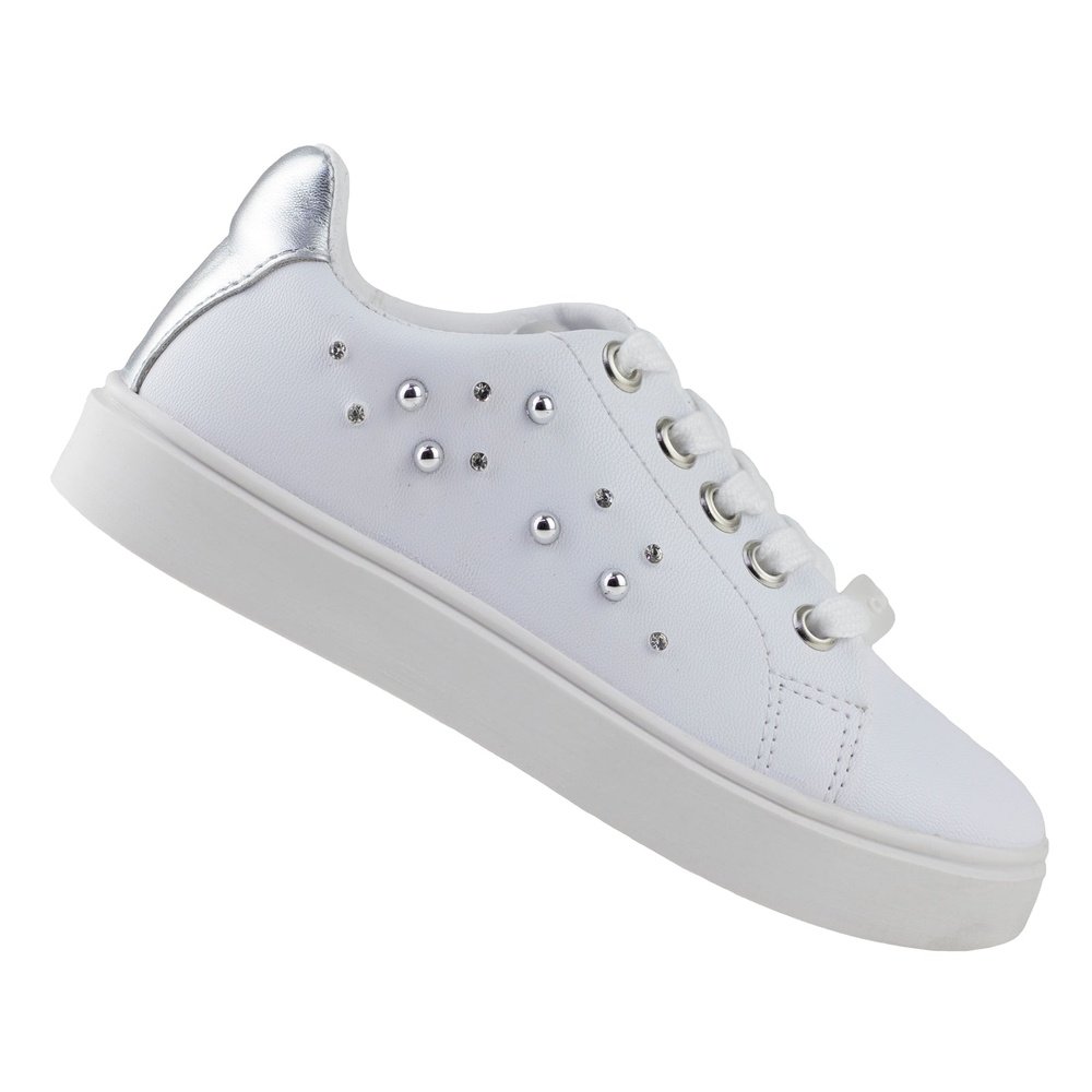 Tenis Blanco De Niña Moda Chabelo C2-A Detalle Perla 18-21.5