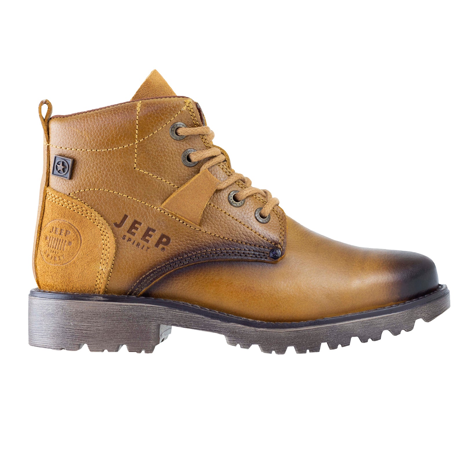 -Bota Casual Industrial Tipo I (Ocupacional) Caballero Jeep Hurts 10156 Graneado Miel-