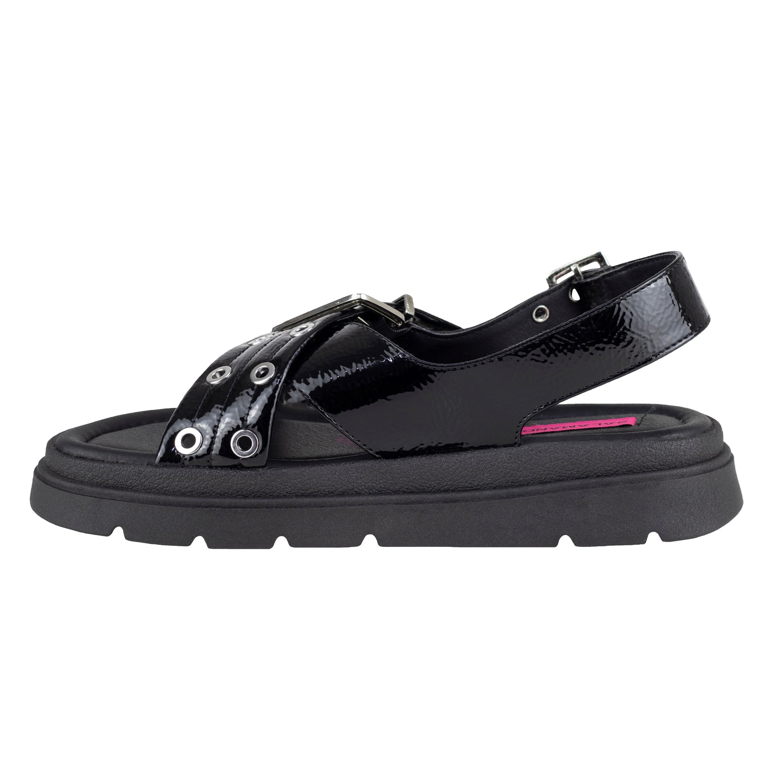 Sandalia De Plataforma Para Dama Salamandra 315-4060-A Charol Negro