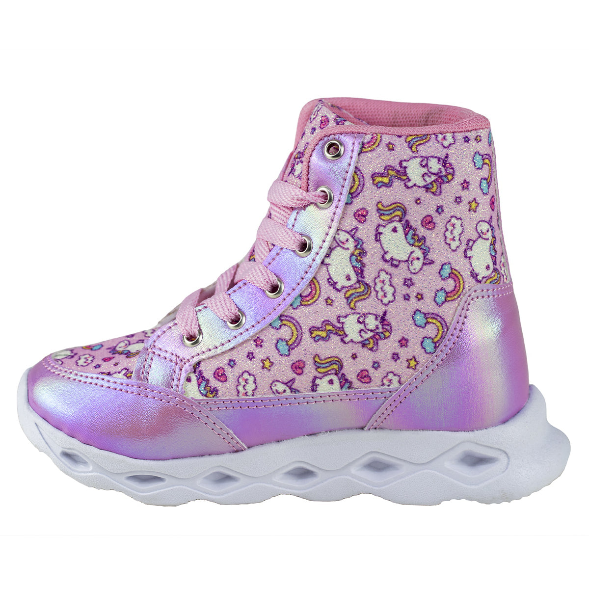Tenis Bota Con Luces Niña Kids Shoes 300-1 Lila Unicornio