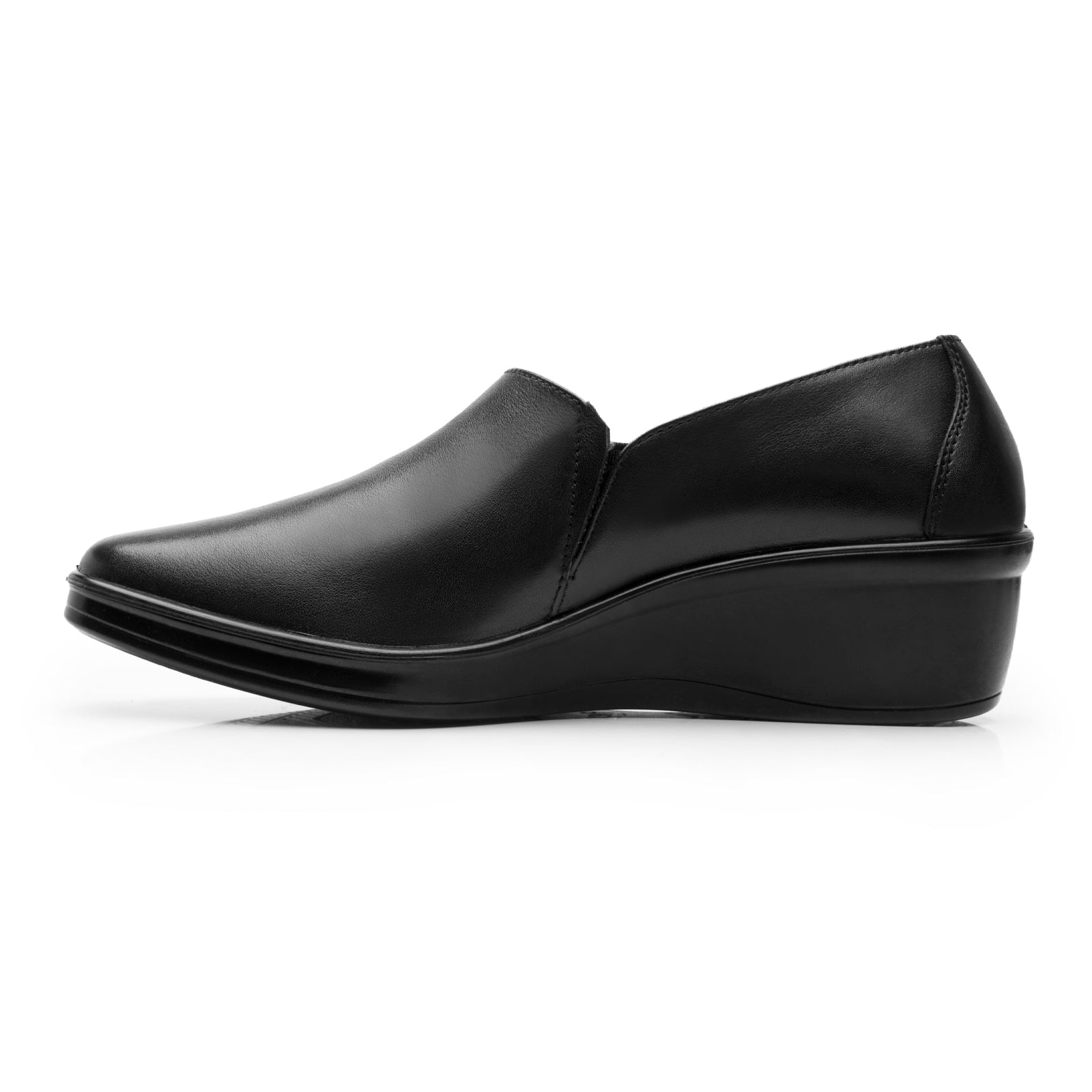 Zapato Mocasín Tacón Cuña Para Dama Flexi 136707 Negro