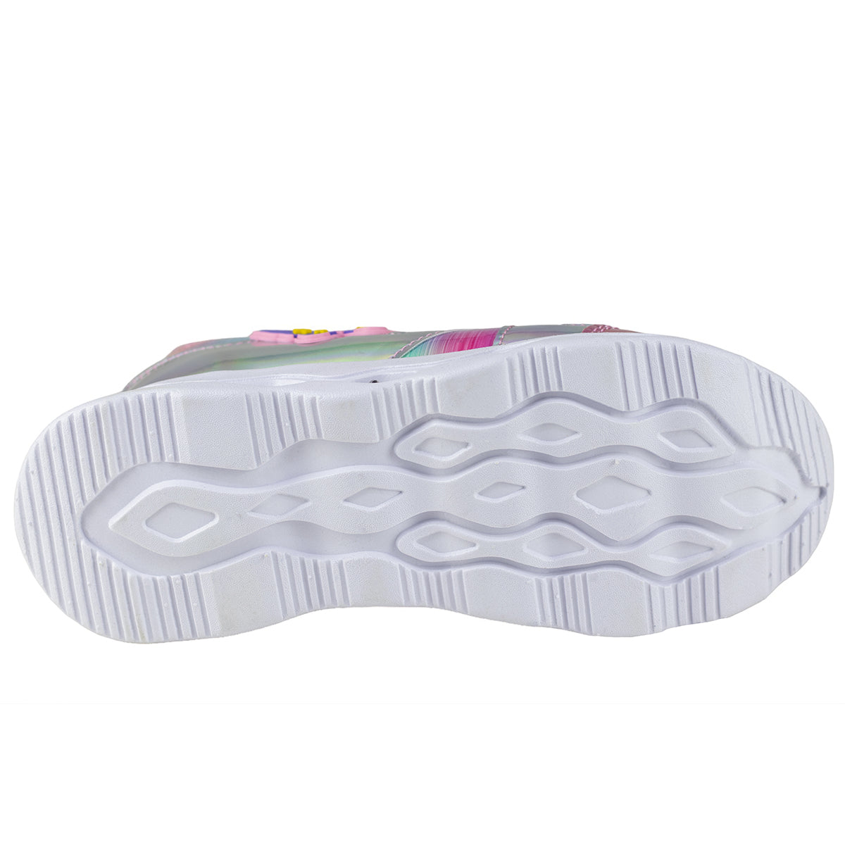 Tenis Con Luces Niña Kids Shoes 106-7 Plata Mariposa