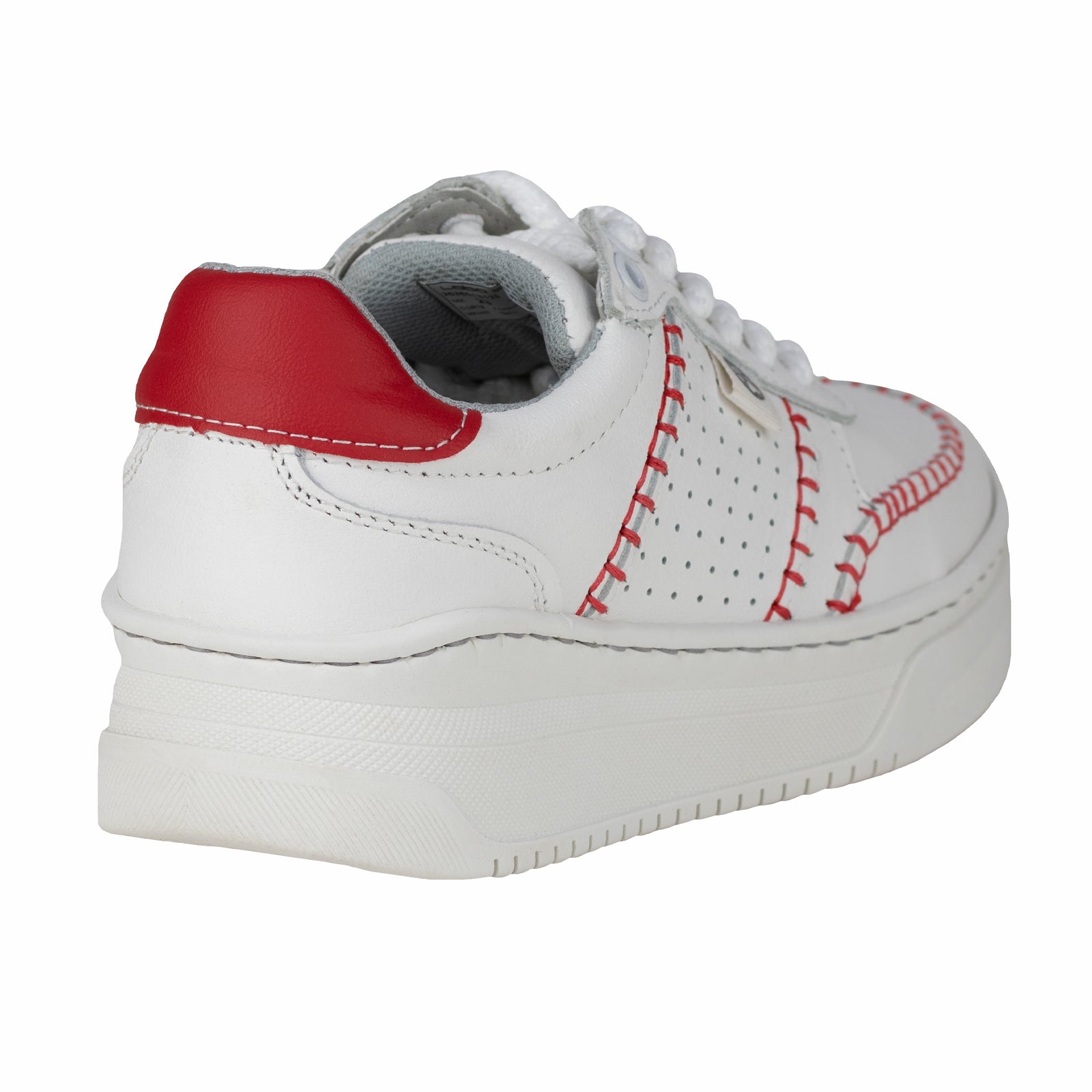 Tenis Tejidos Suela Gruesa Casual Para Dama Lobo Solo 5765DA Blanco Rojo
