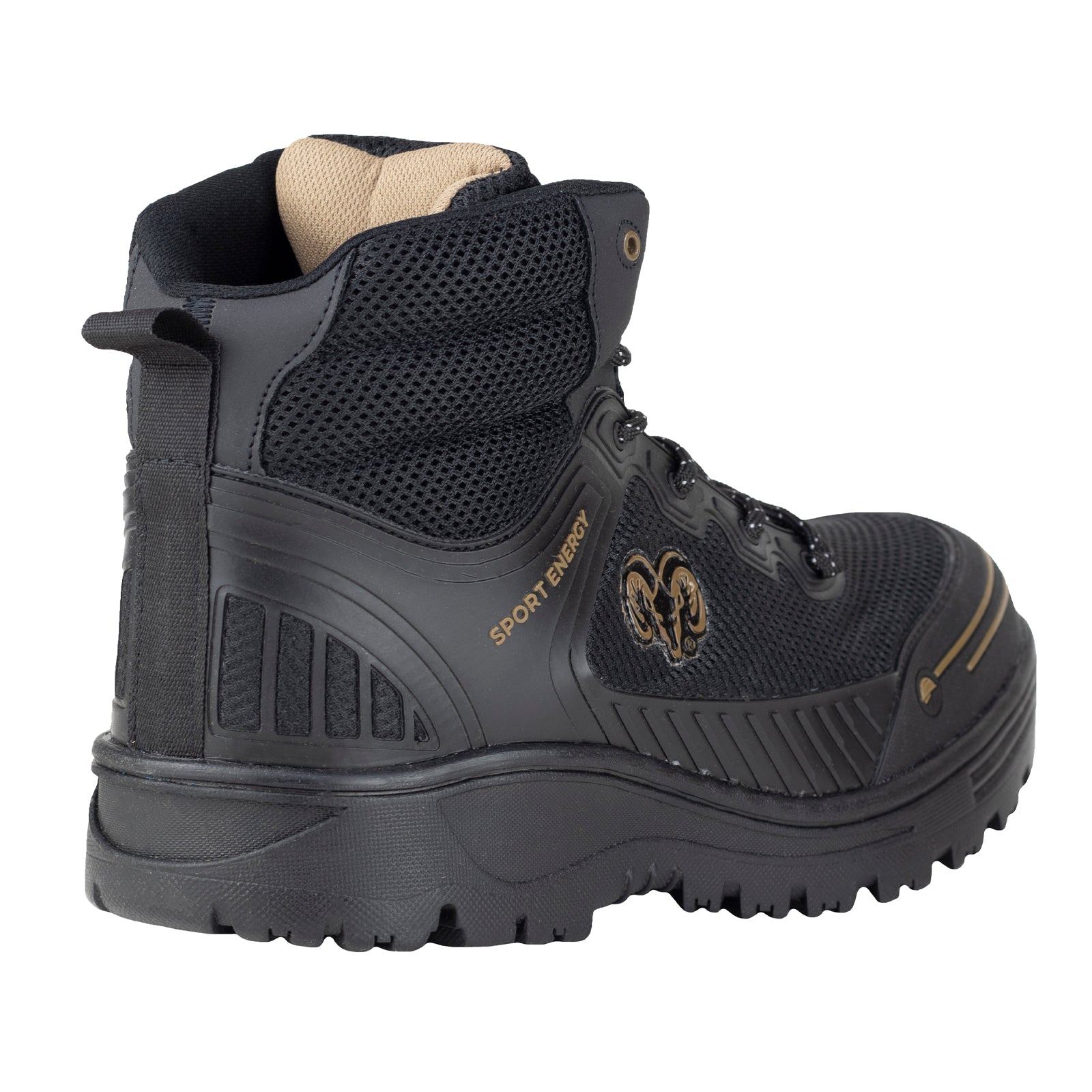 Bota de Seguridad Casco Acero Para Caballero New Ram 9619 Negro Coyote