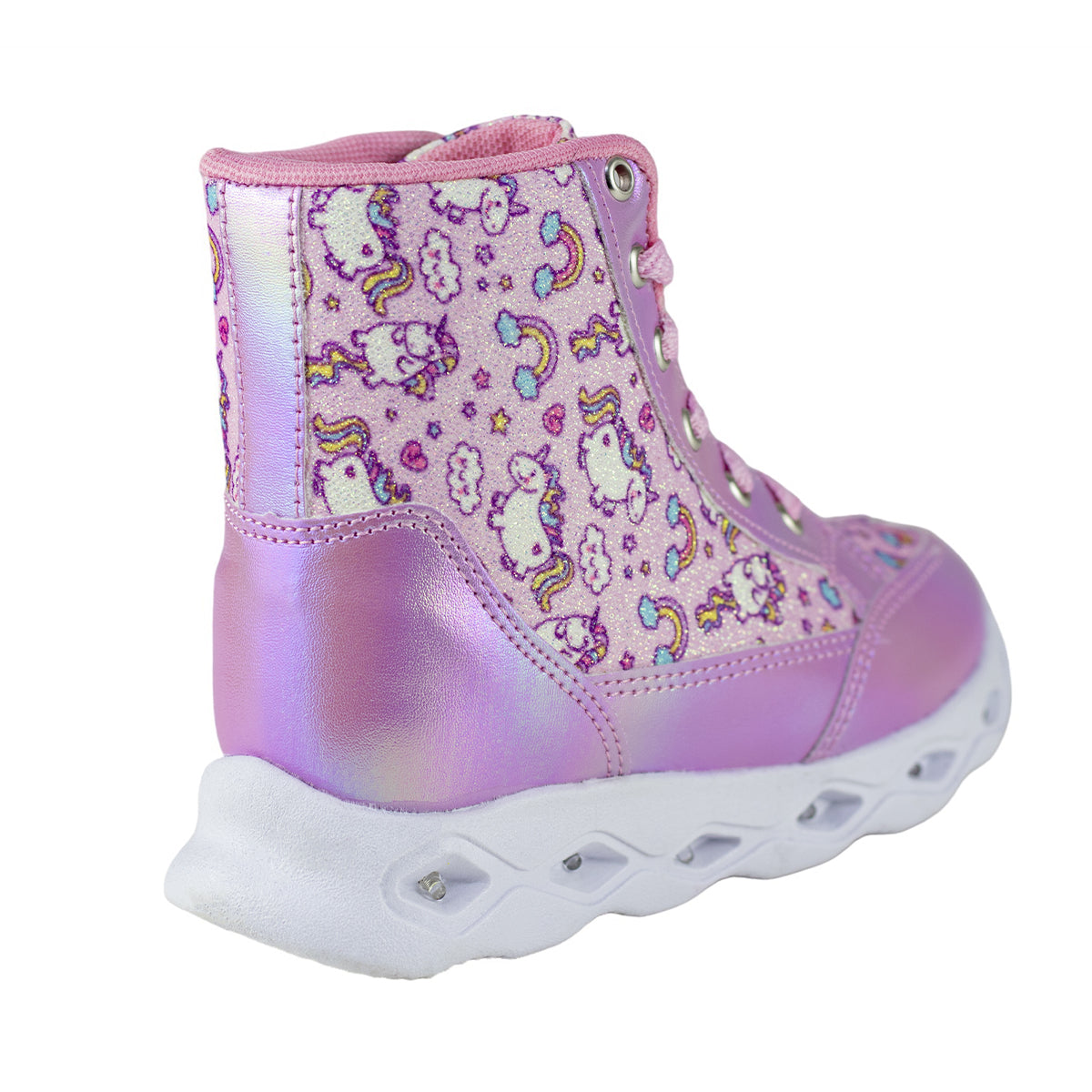 Tenis Bota Con Luces Niña Kids Shoes 300-1 Lila Unicornio