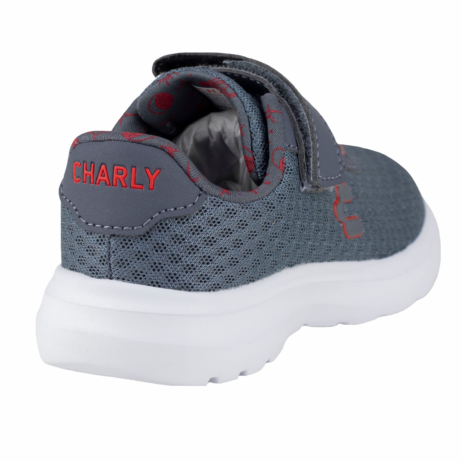 Tenis Running Casual Para Niño Charly Kids 1065378 Gris Rojo