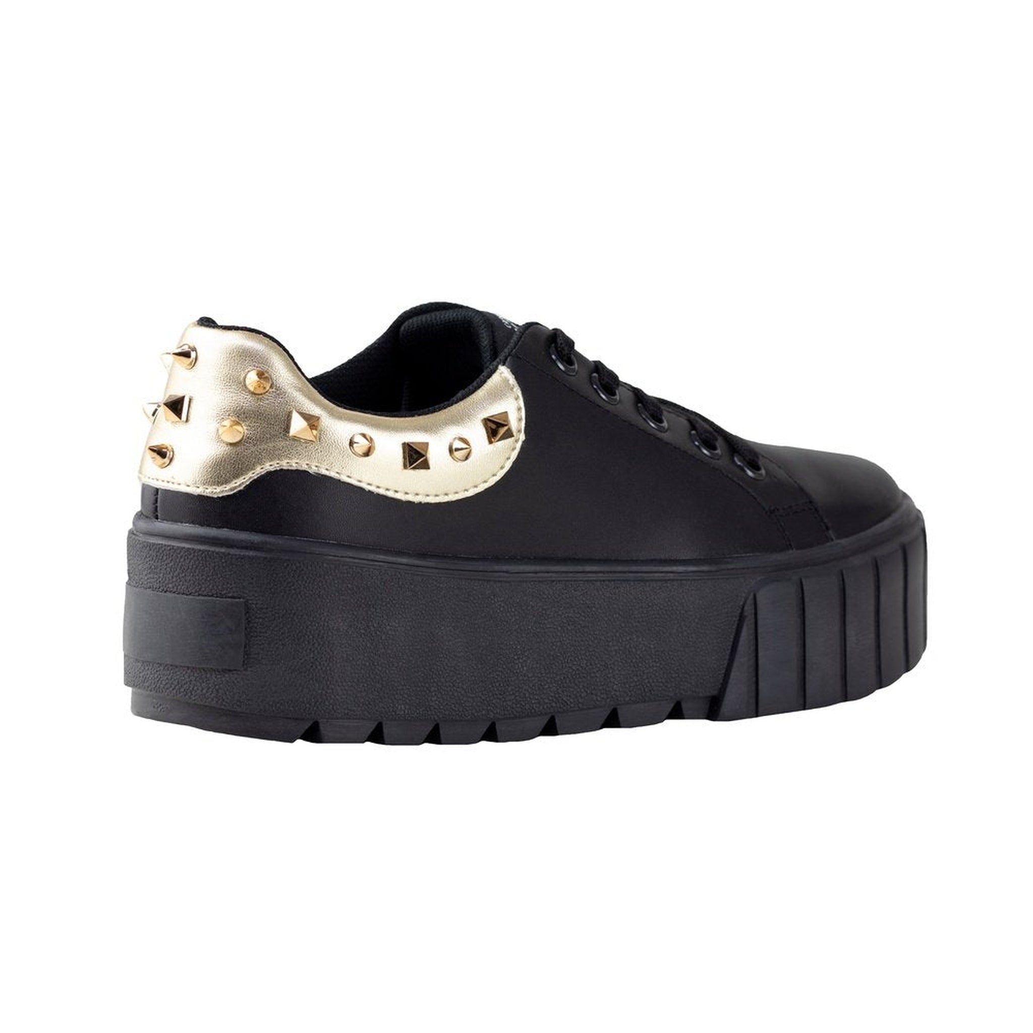 Tenis Negro Con Suela Gruesa Mujer Capa De Ozono 651101 Oro