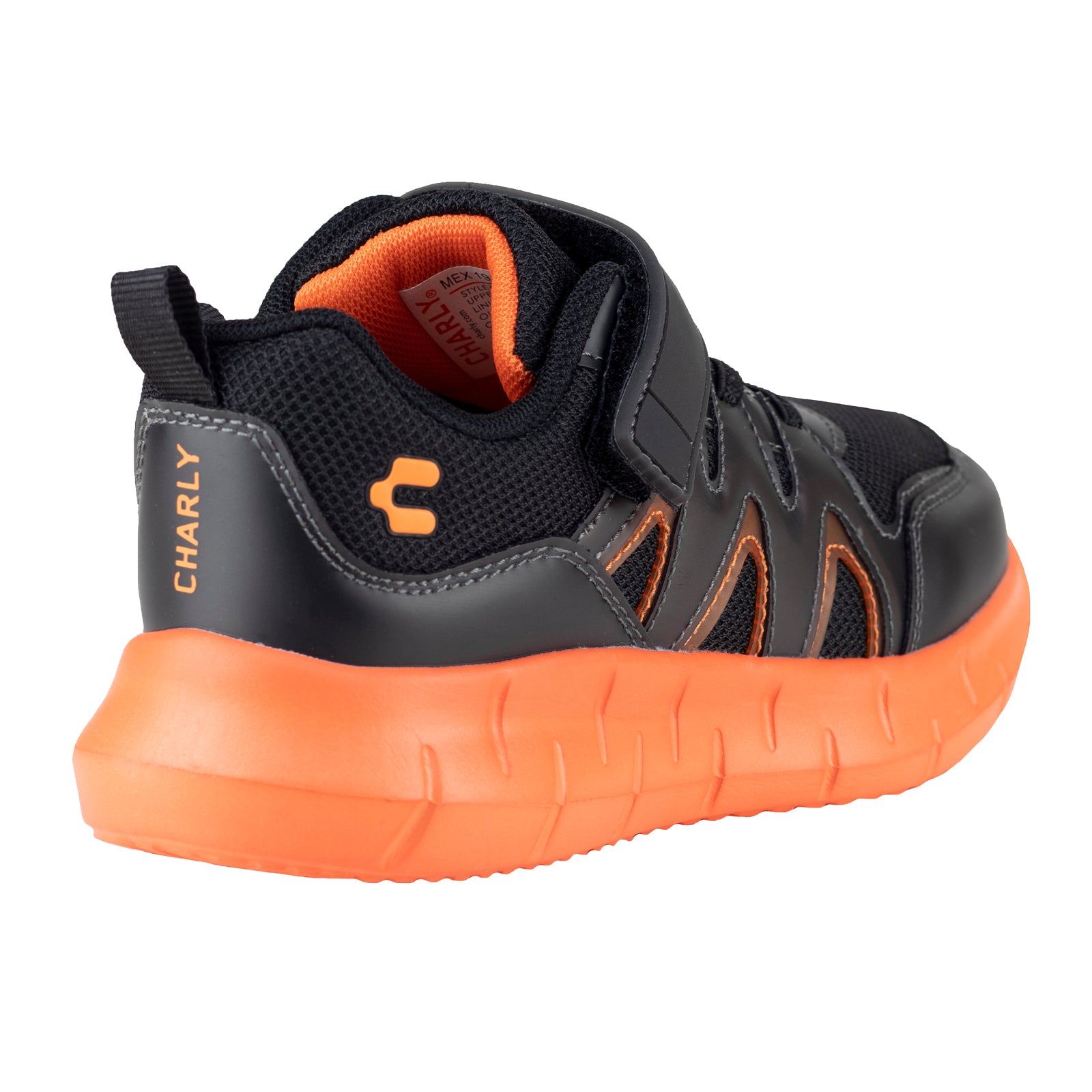 Tenis Con Luces Para Niño Charly 1098701 Negro Naranja