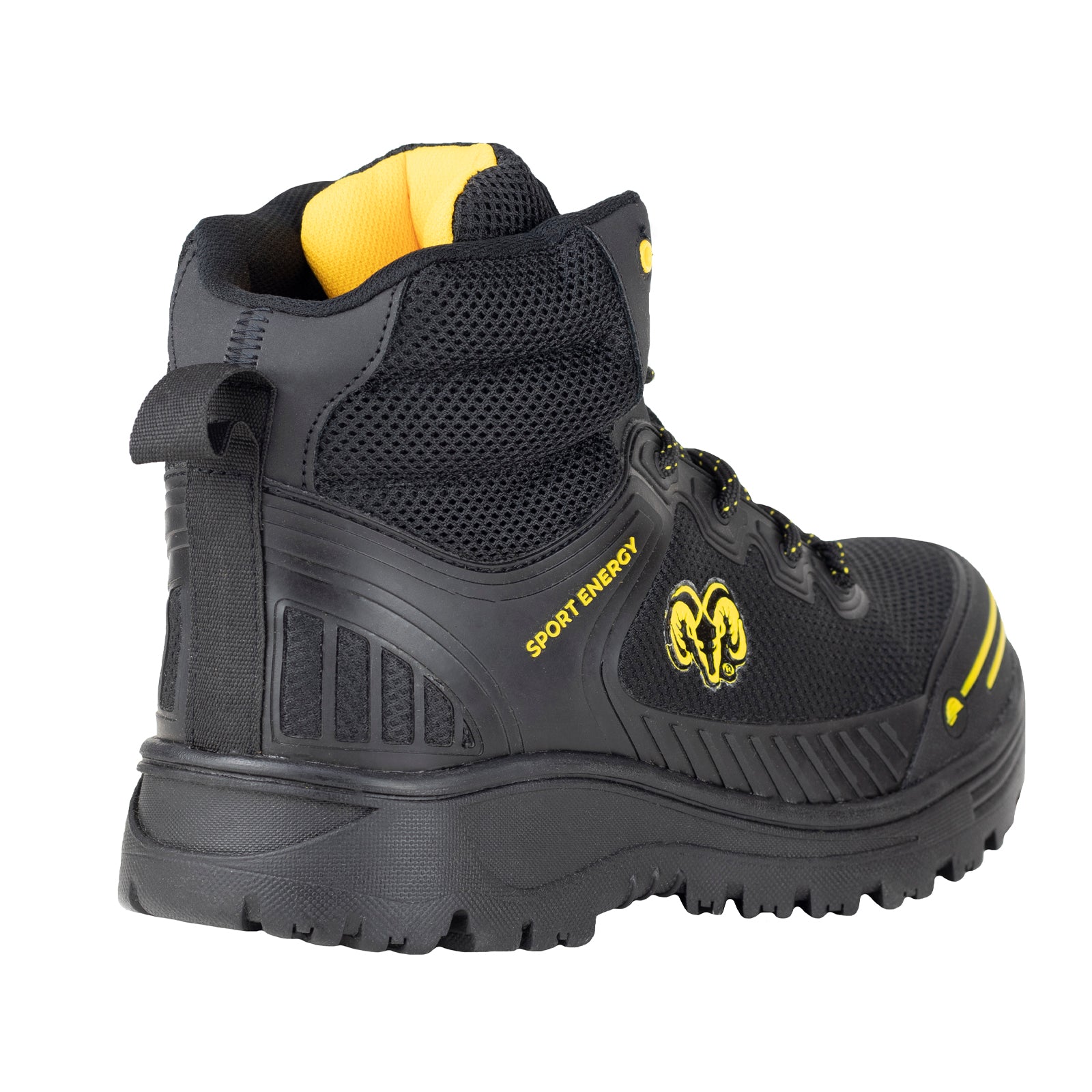 Bota de Seguridad Casco Acero Para Caballero NEW RAM 9619 Negro Amarillo