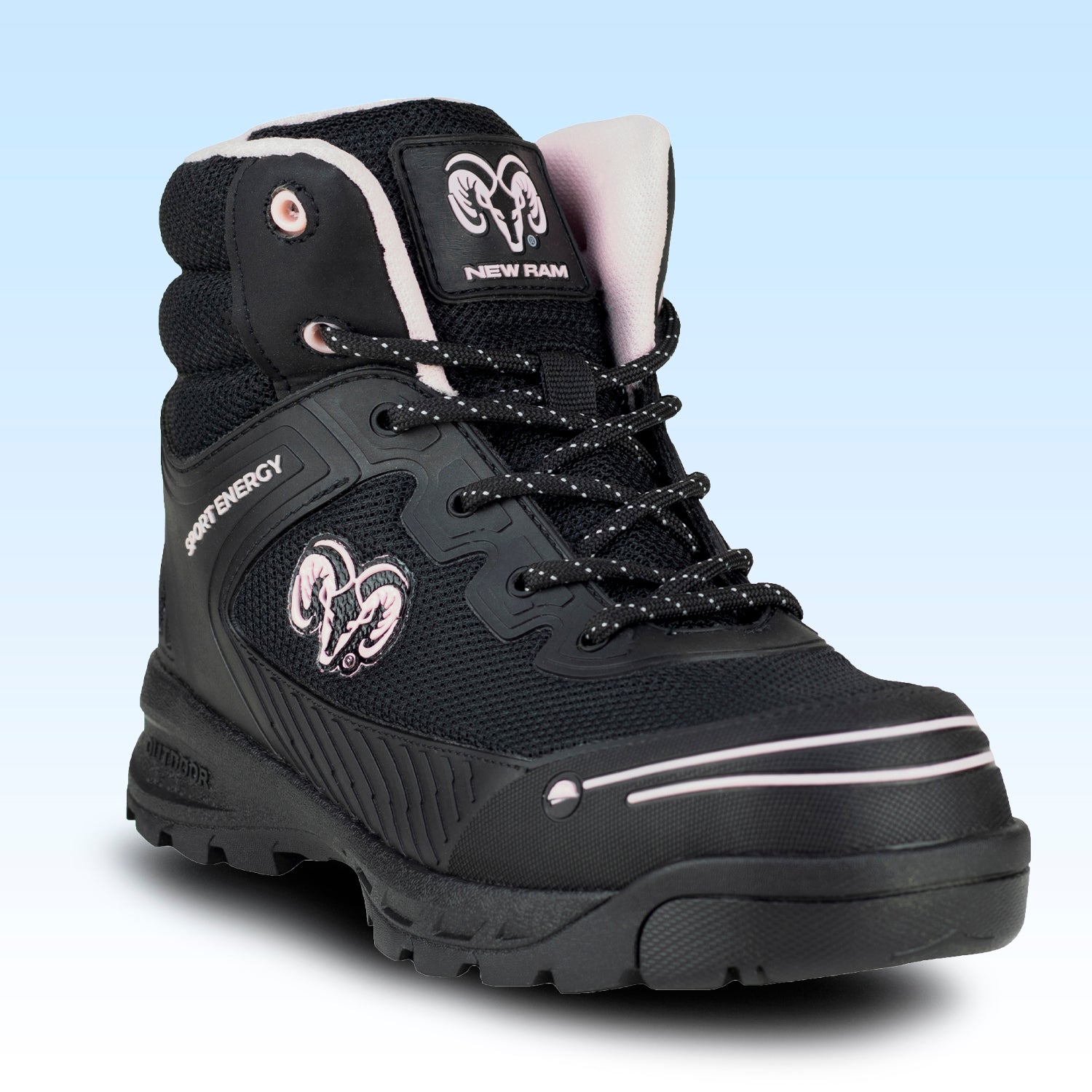 Bota Industrial Casquillo Poliamida Para Dama New Ram 9619DA Negro Rosa
