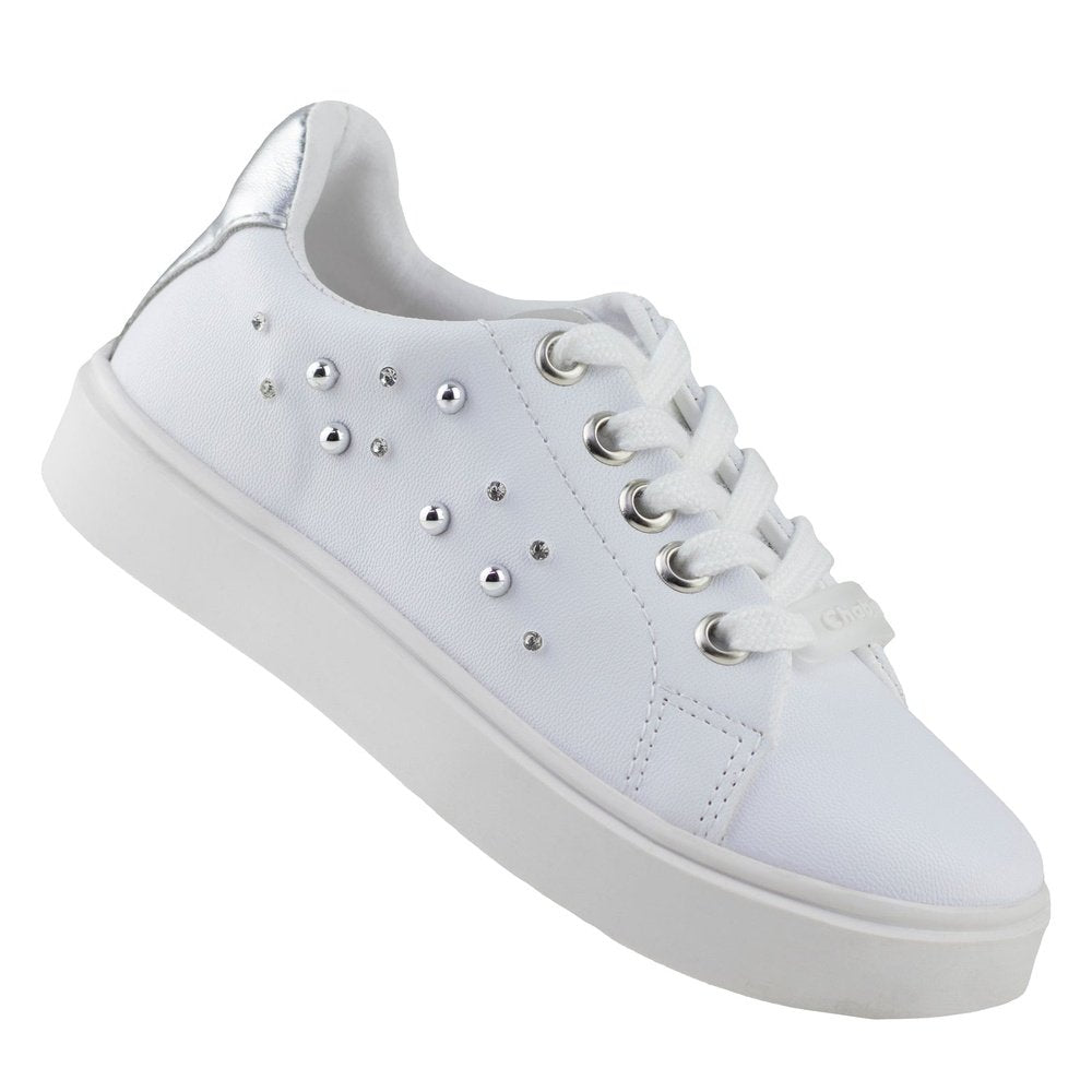 Tenis Blanco De Niña Moda Chabelo C2-A Detalle Perla 18-21.5
