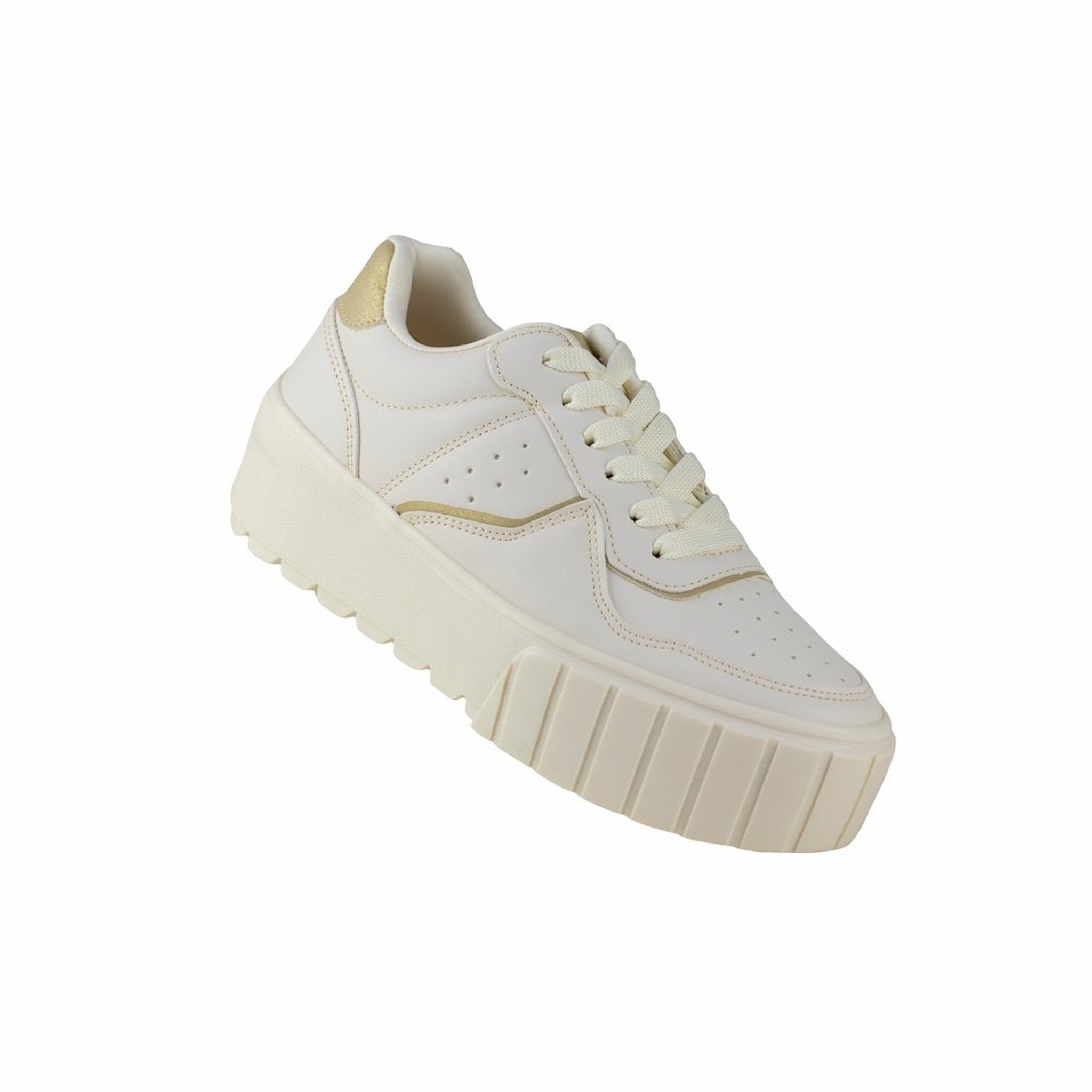 Tenis Urbano Suela Gruesa Mujer 634803 Latte Capa De Ozono