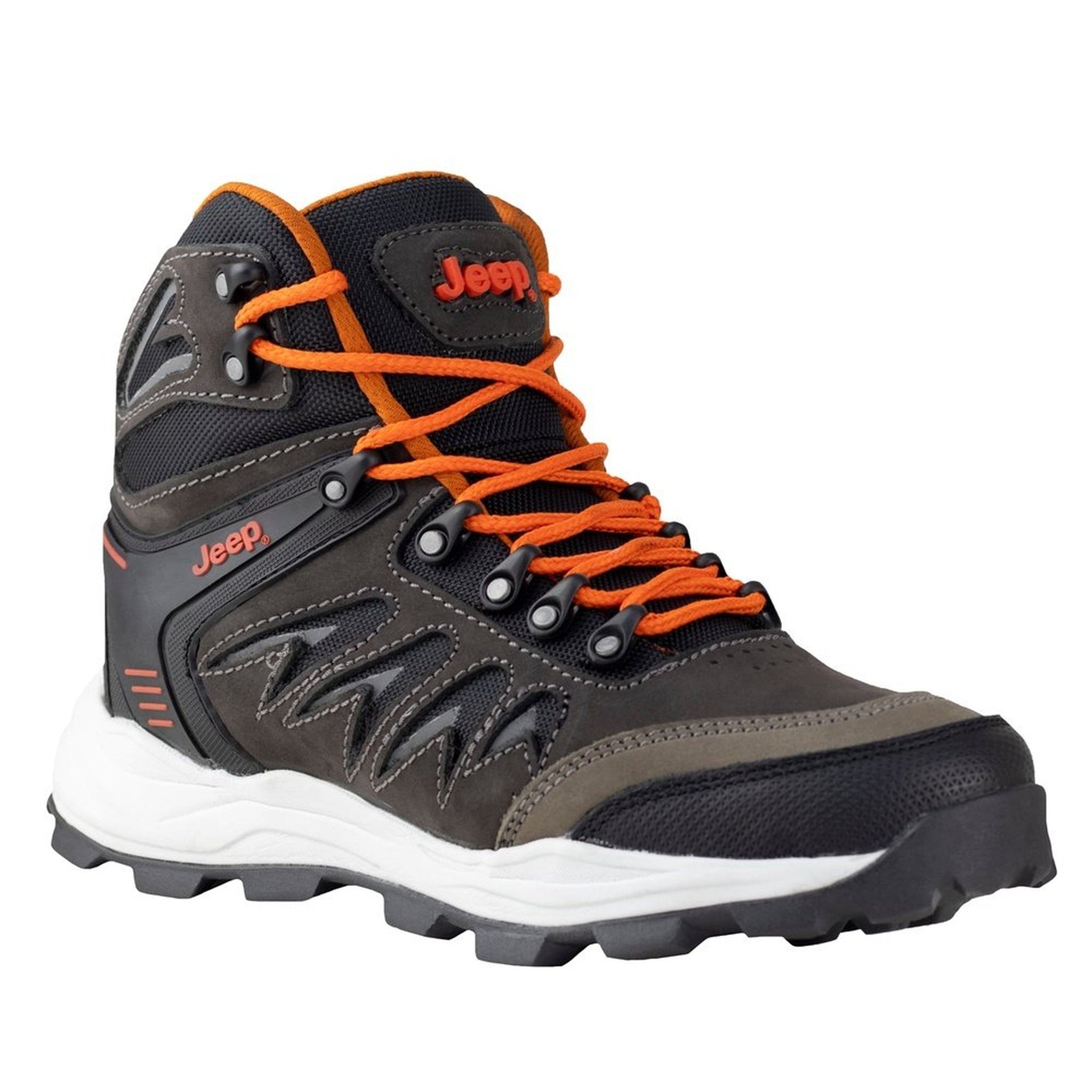 Bota Urbana Hombre Outdoor Jeep 701 Gris Negro Piel Nobuck~