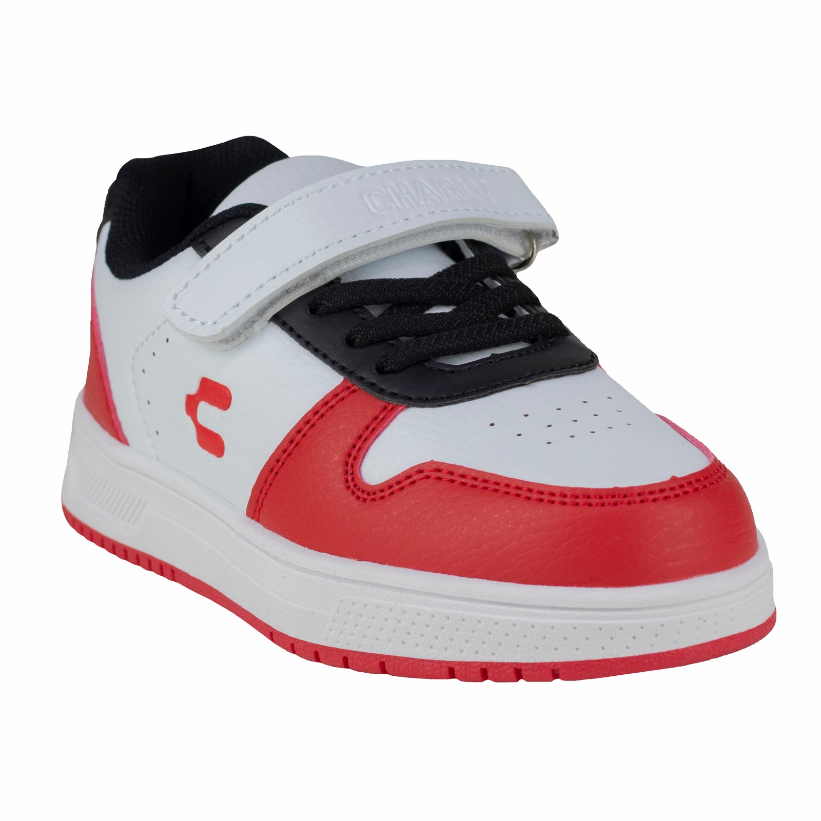 Tenis Casual Para Niño Charly Kids 1098661 Blanco Negro Rojo