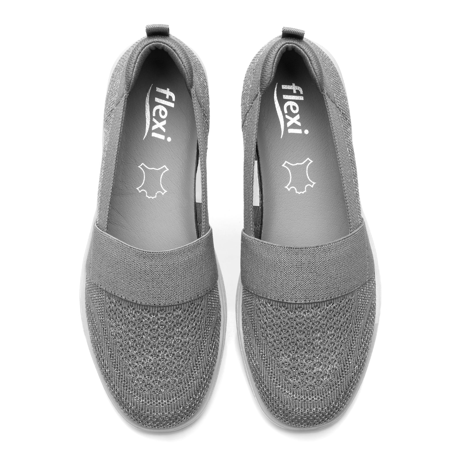 Tenis Sneaker Tejido Slip On Para Dama Flexi 104932 Gris