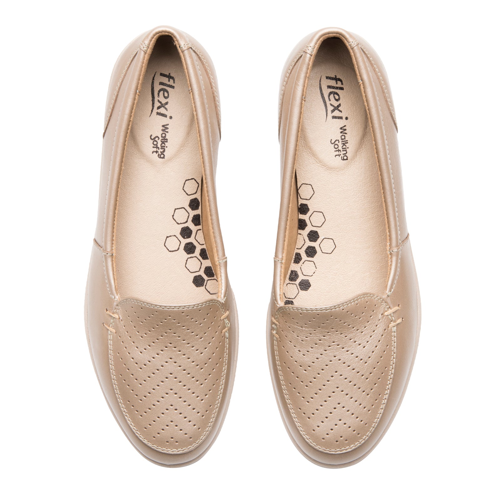 Zapato Mocasín Clásico Confort Casual Para Dama Flexi 101912 Dorado
