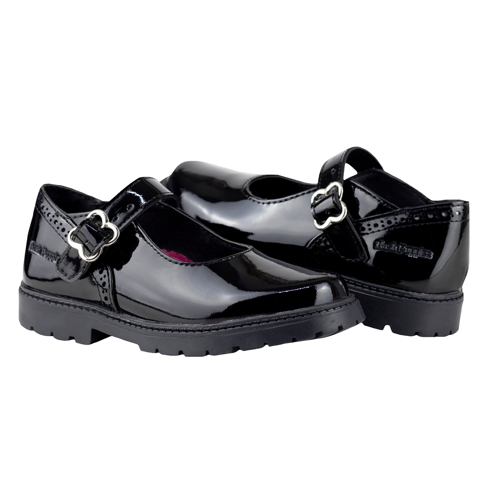 Zapato Escolar Niña Hush Puppies 1499 Negro Charol