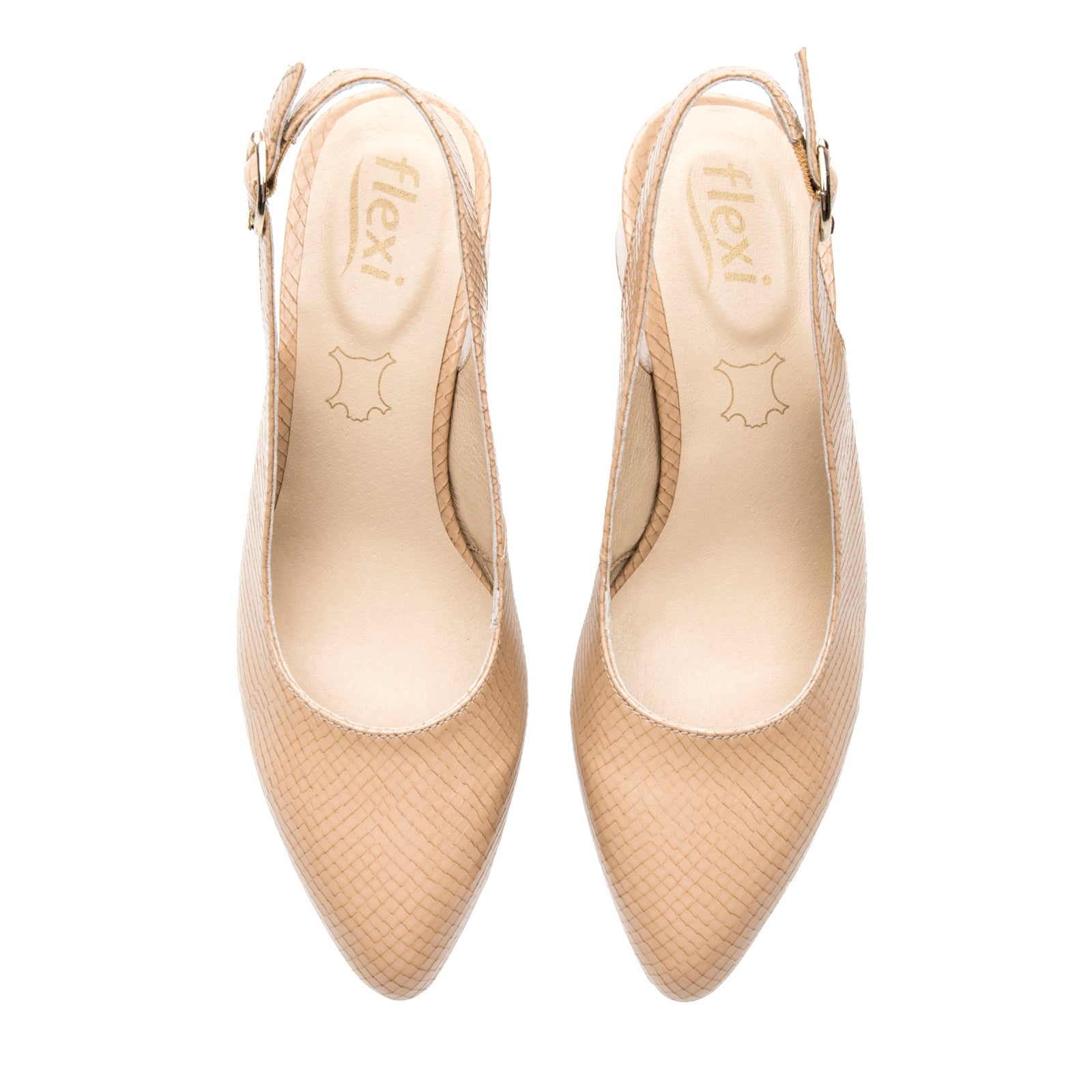 Zapatilla de Punta Tacón Medio Para Mujer Flexi 137503 Beige