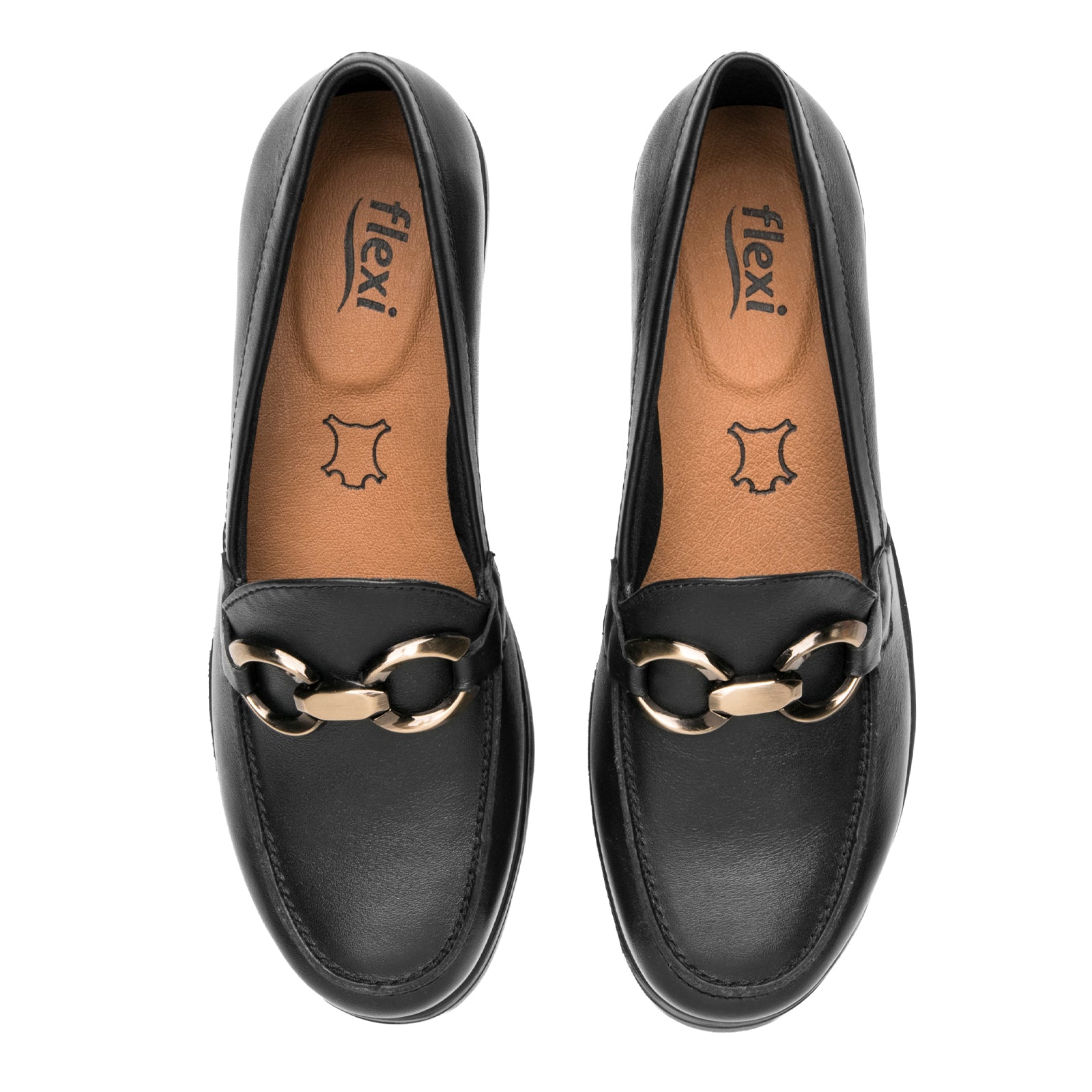 Zapato Mocasín Hebilla Tacón Cuña Para Dama Flexi 104830 Negro