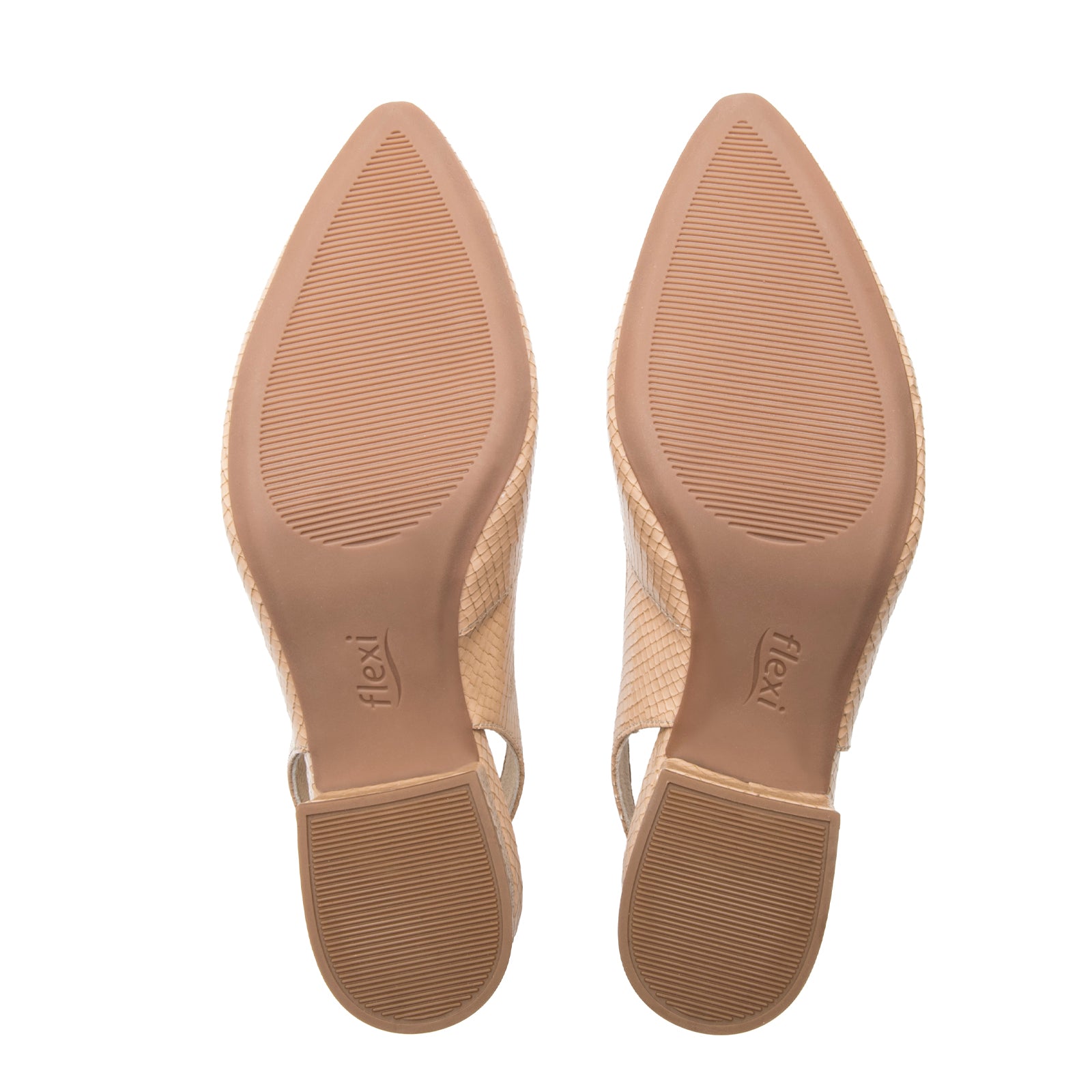 Zapatilla de Punta Tacón Medio Para Mujer Flexi 137503 Beige