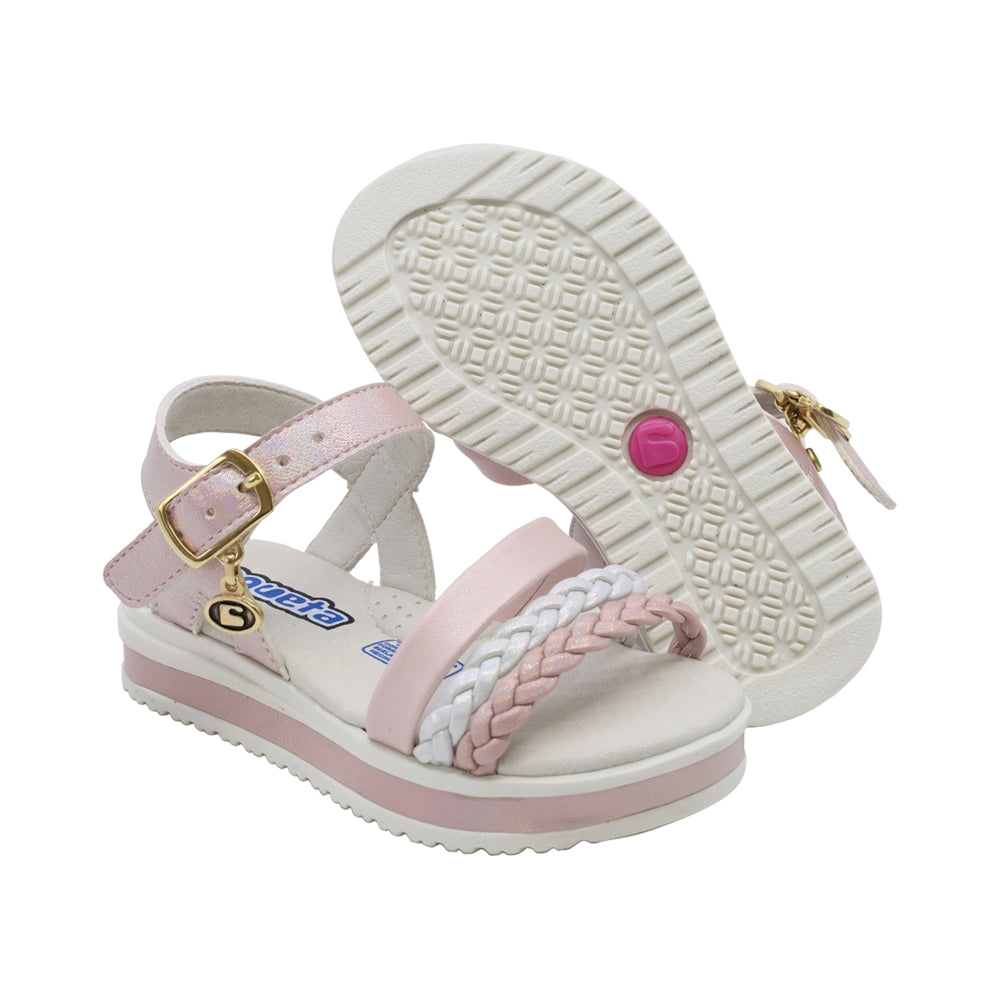 Sandalia Coqueta para niña en sintético rosa Casandra con hebilla.