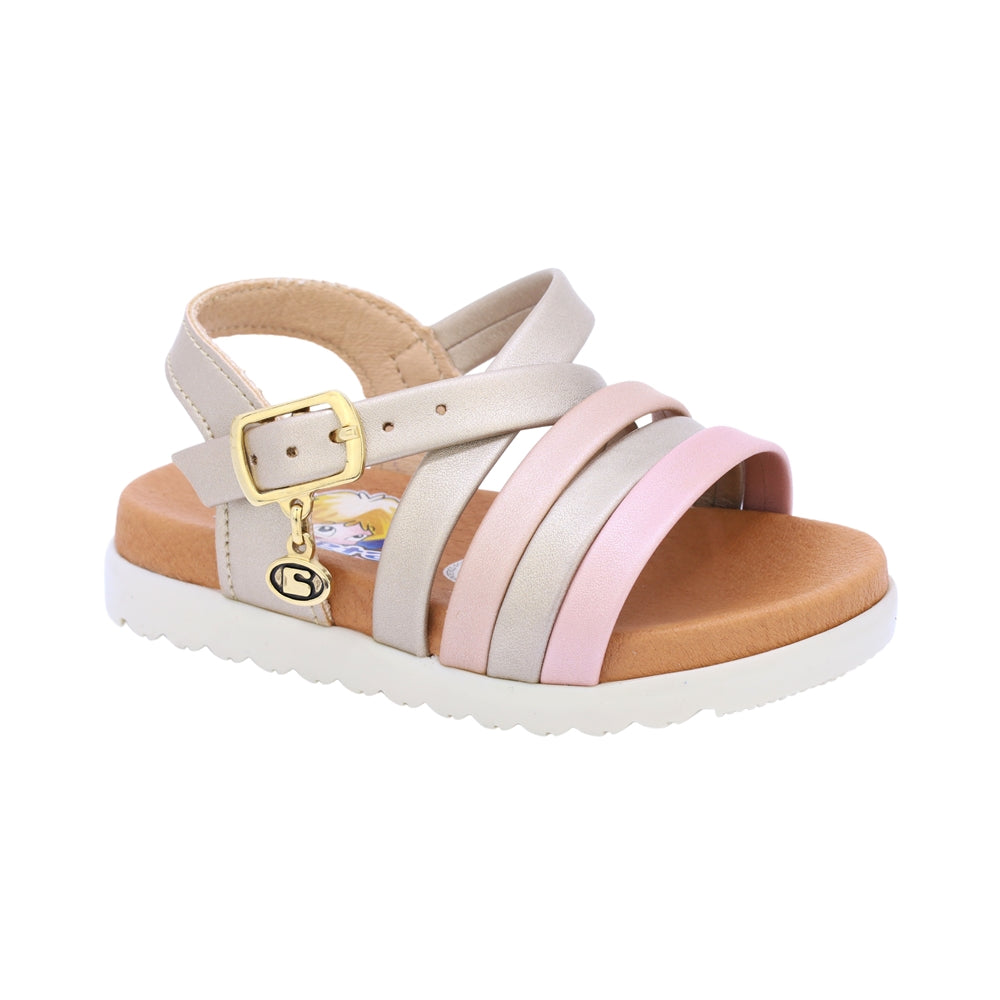 Sandalia Coqueta para niña sintético oro Cameron con hebilla.