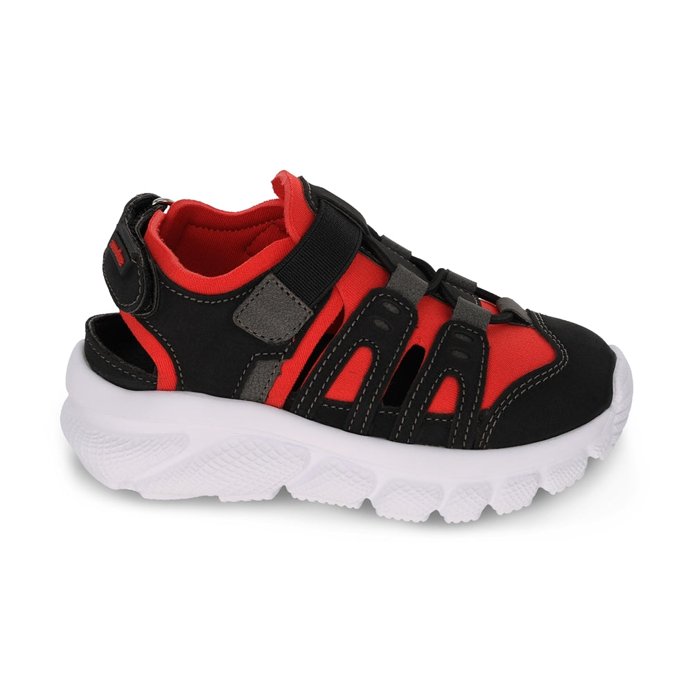 Sandalia Audaz para niño en sintético negro Waffle con tira de contacto