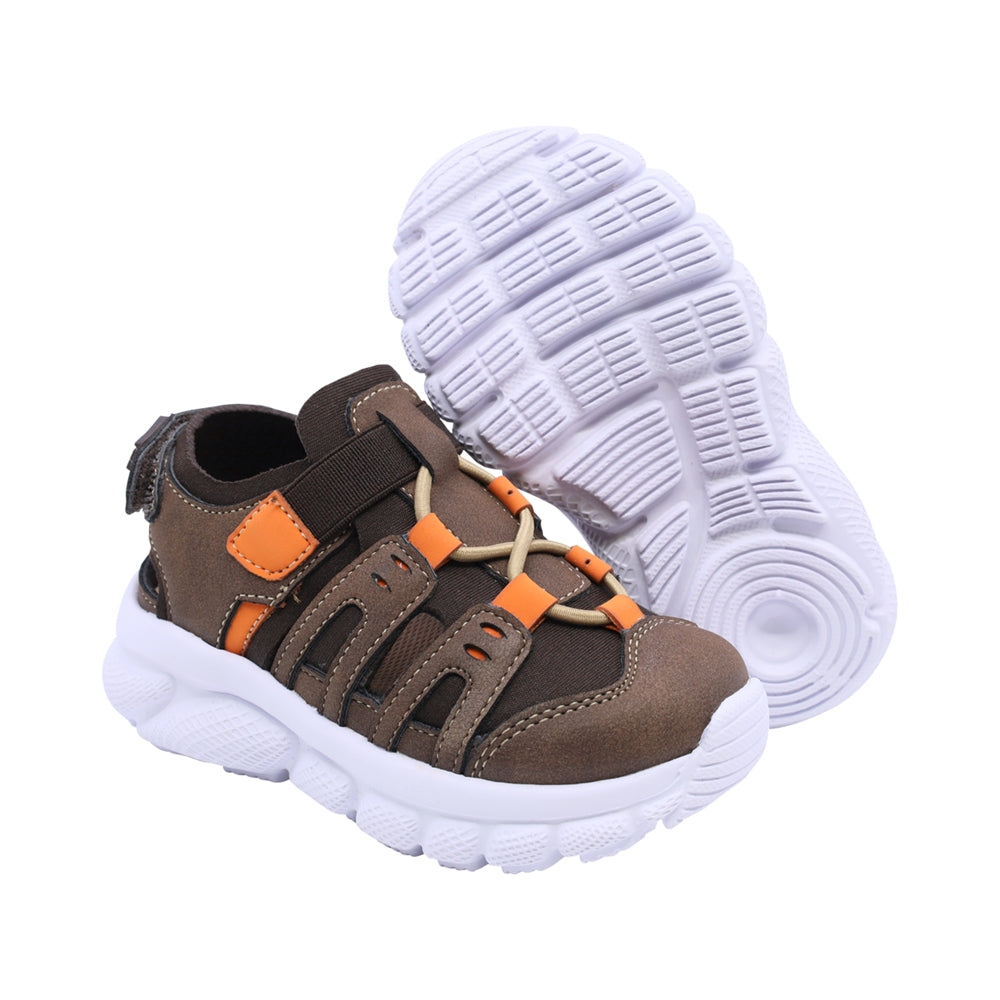 Sandalias Audaz para niño en sintético café Waffle con tira de contacto