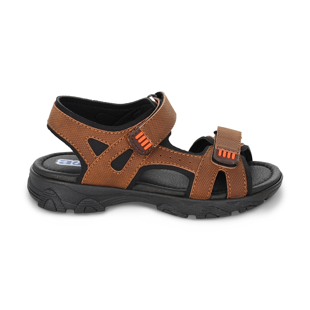 Sandalia Audaz para niño en sintético cafe claro Tapiocca con doble de tira de contacto