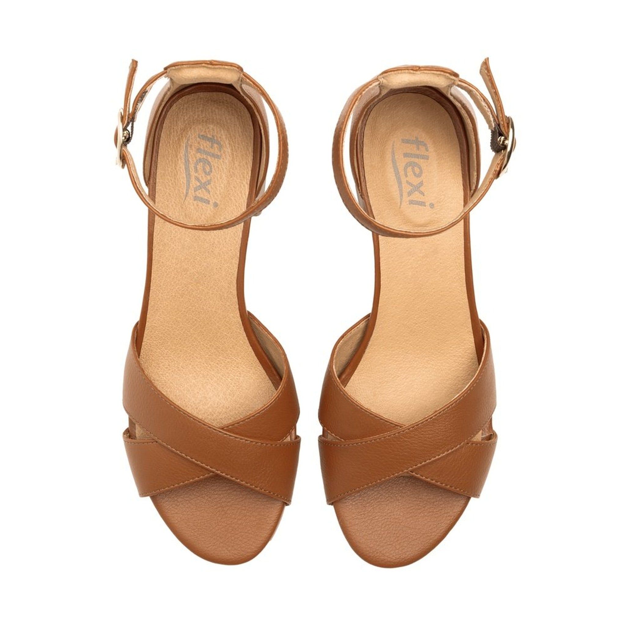 Sandalias Con Tacón Flexi De Mujer 106414 Camel Transpirable