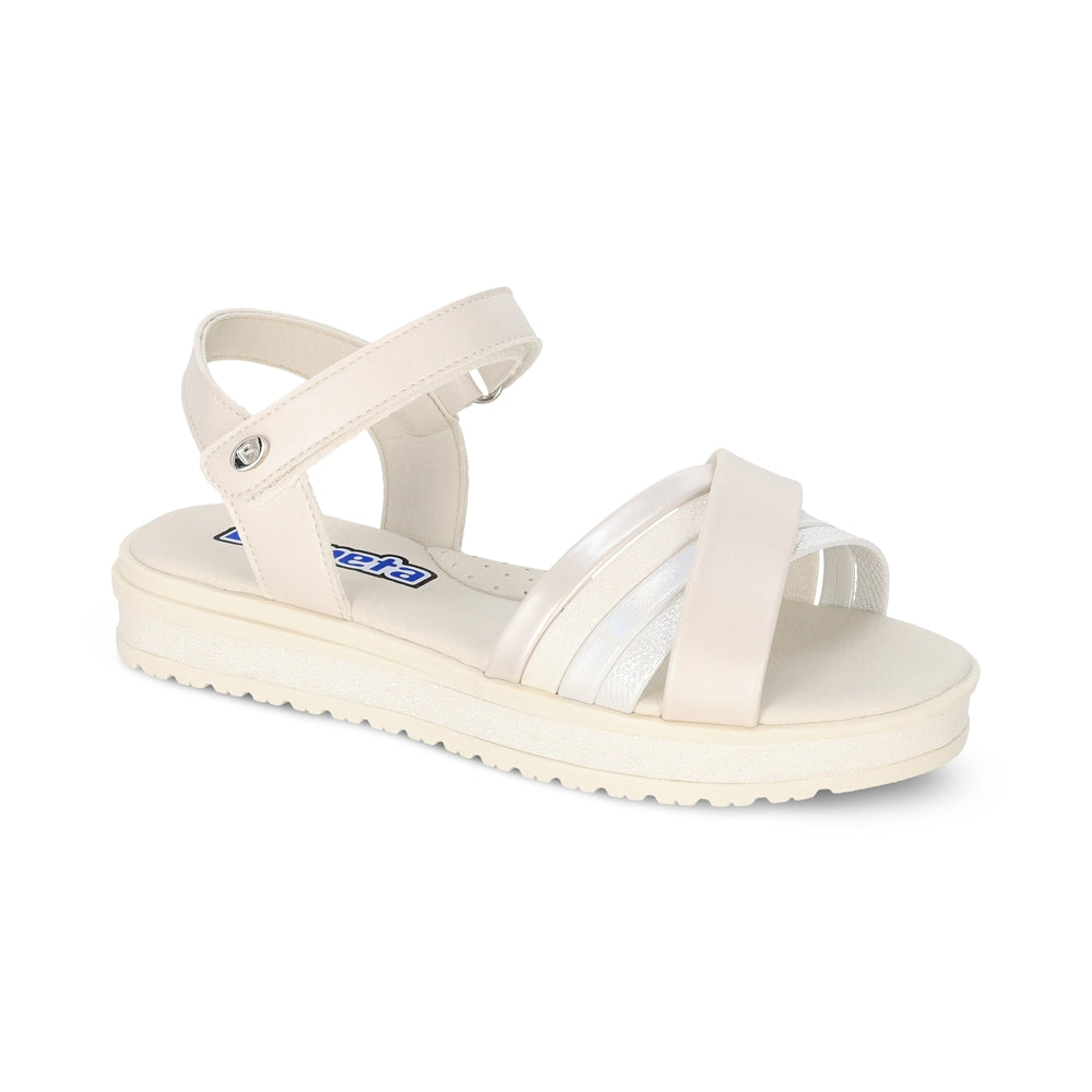 Sandalia Coqueta para niña en sintético perla Casandra con tira de contacto