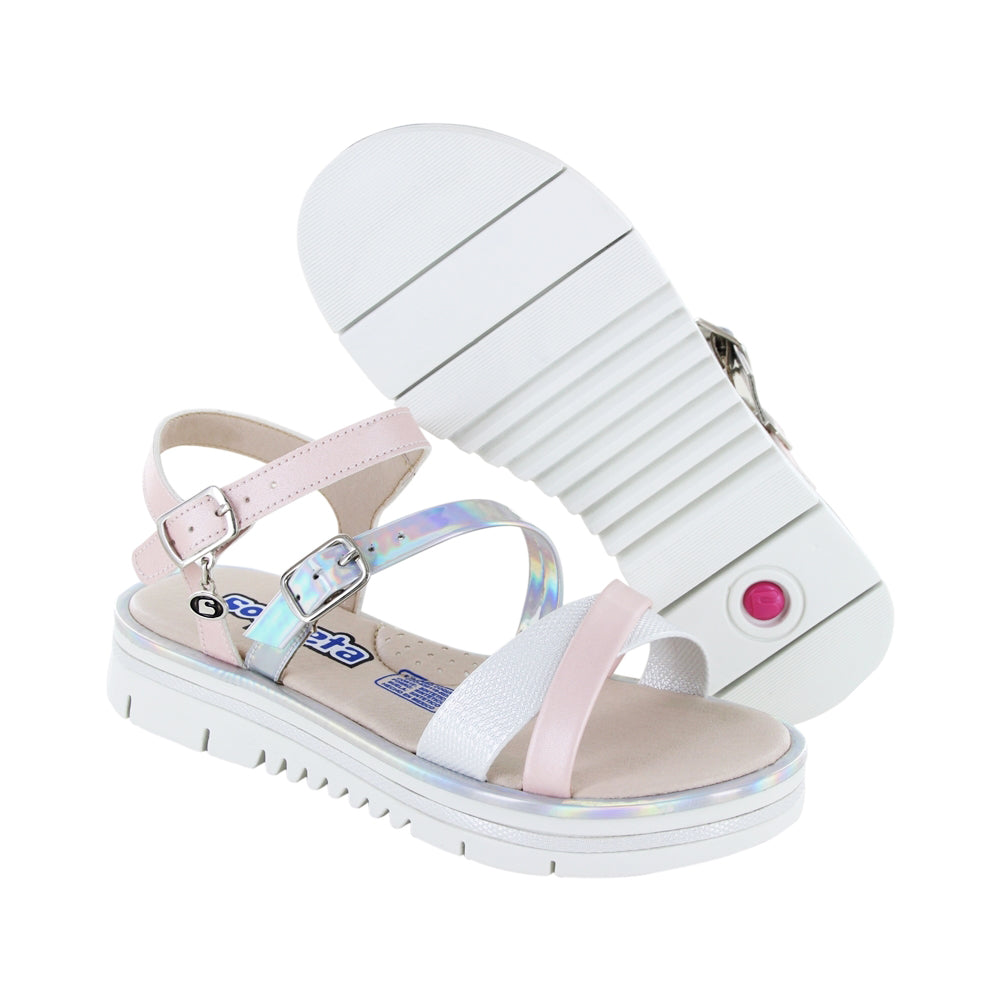 Sandalias Coqueta para niña en sintético rosa Valentina diseño trenzado