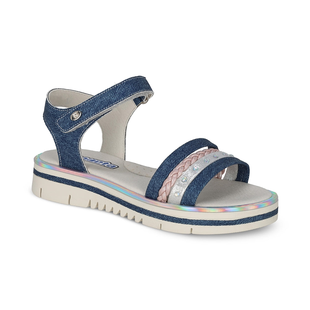Sandalia Coqueta para niña en sintético azul Valentina con tira de contacto