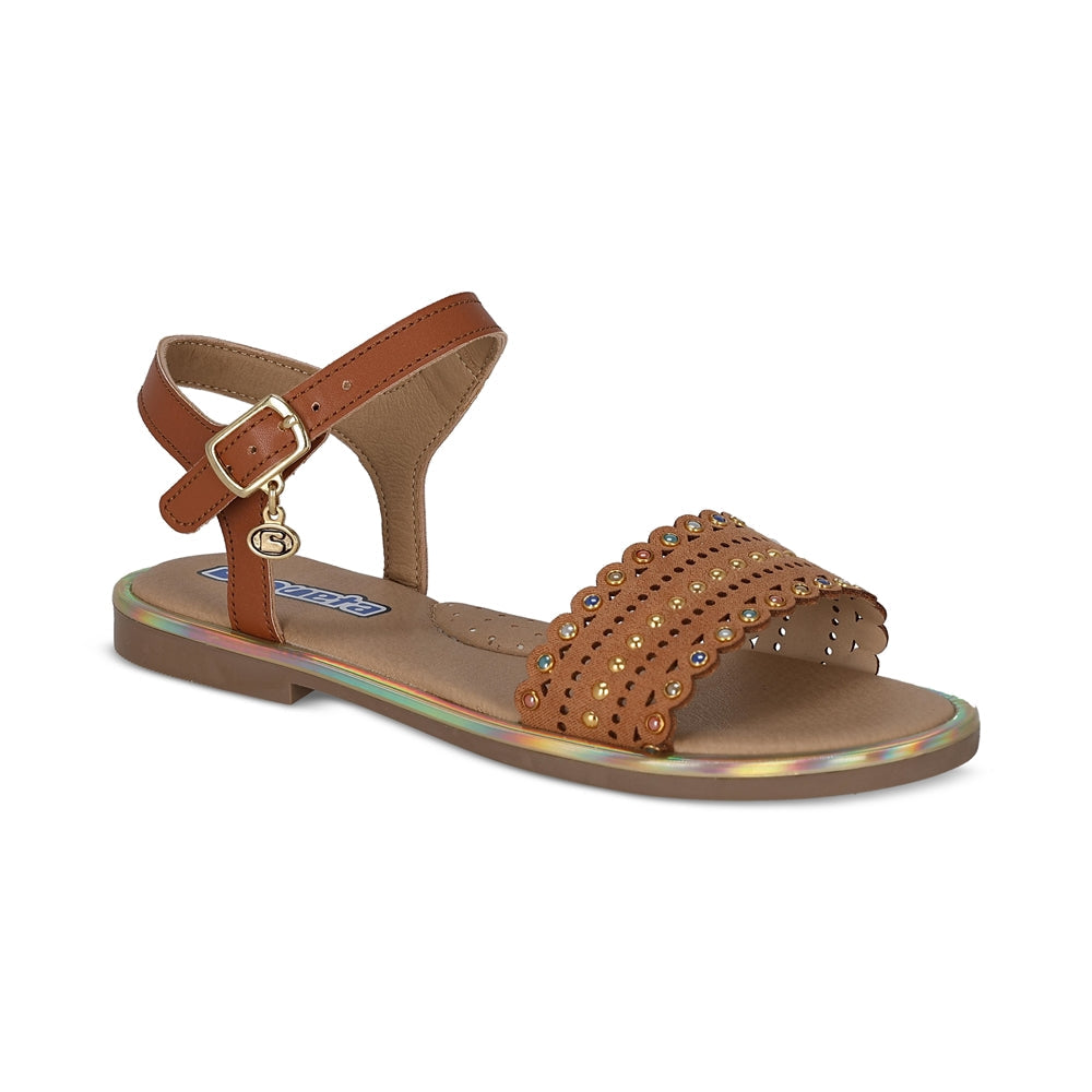 Sandalia Coqueta para niña en sintético miel Yalitza con hebilla