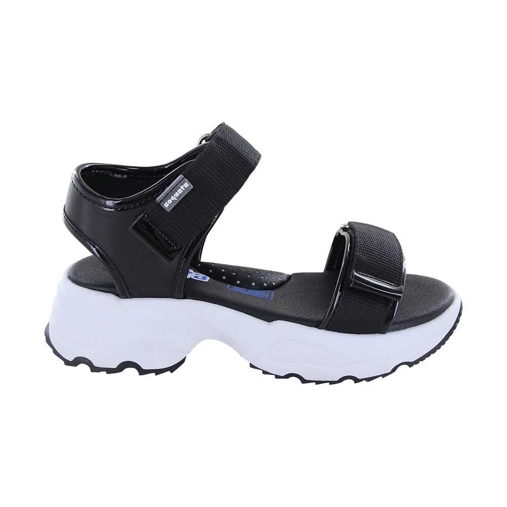 Sandalia Coqueta para niña en sintético negro Salim con doble de tira de contacto