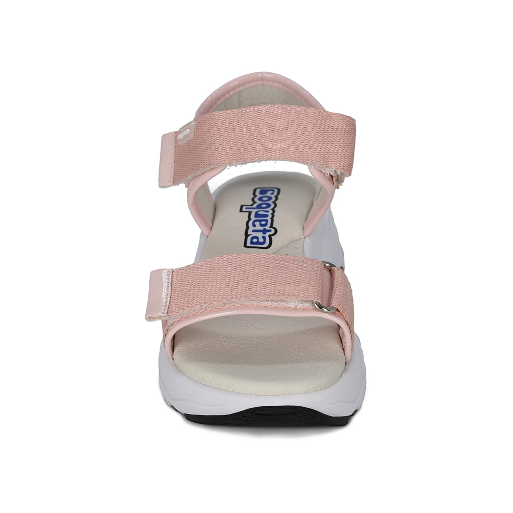 Sandalia Coqueta para niña en sintético salmón Salim con doble tira de contacto