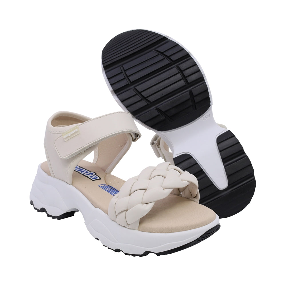 Sandalia Coqueta para niña en sintético blanco Salim con tira de contacto.