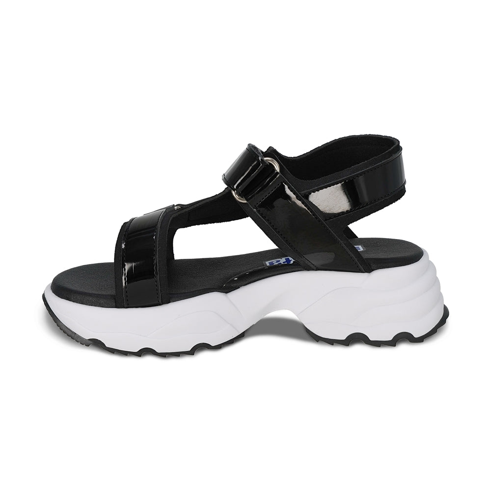 Sandalia Coqueta para niña en charol negro Salim con tira de contacto