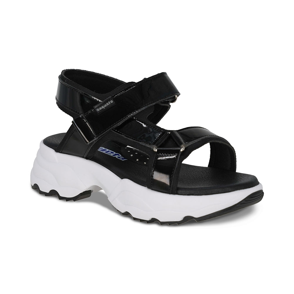 Sandalia Coqueta para niña en charol negro Salim con tira de contacto